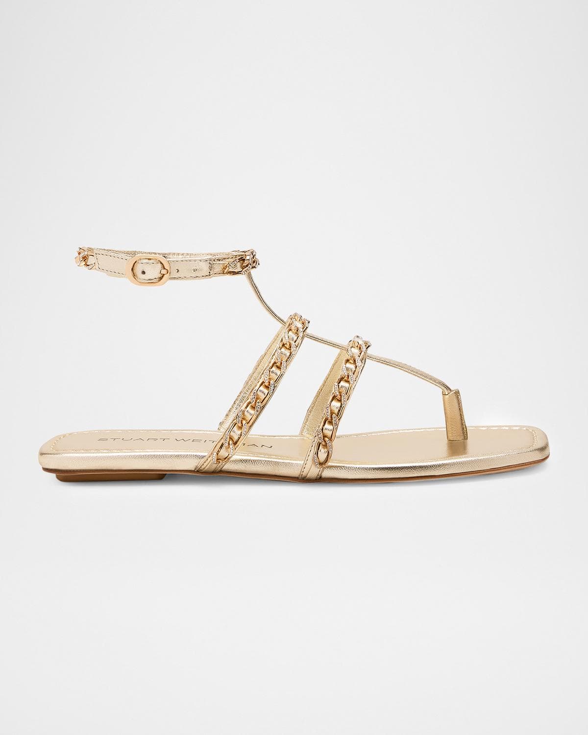 Stuart Weitzman Soluxe Crystal Metallic Leather Sandals
