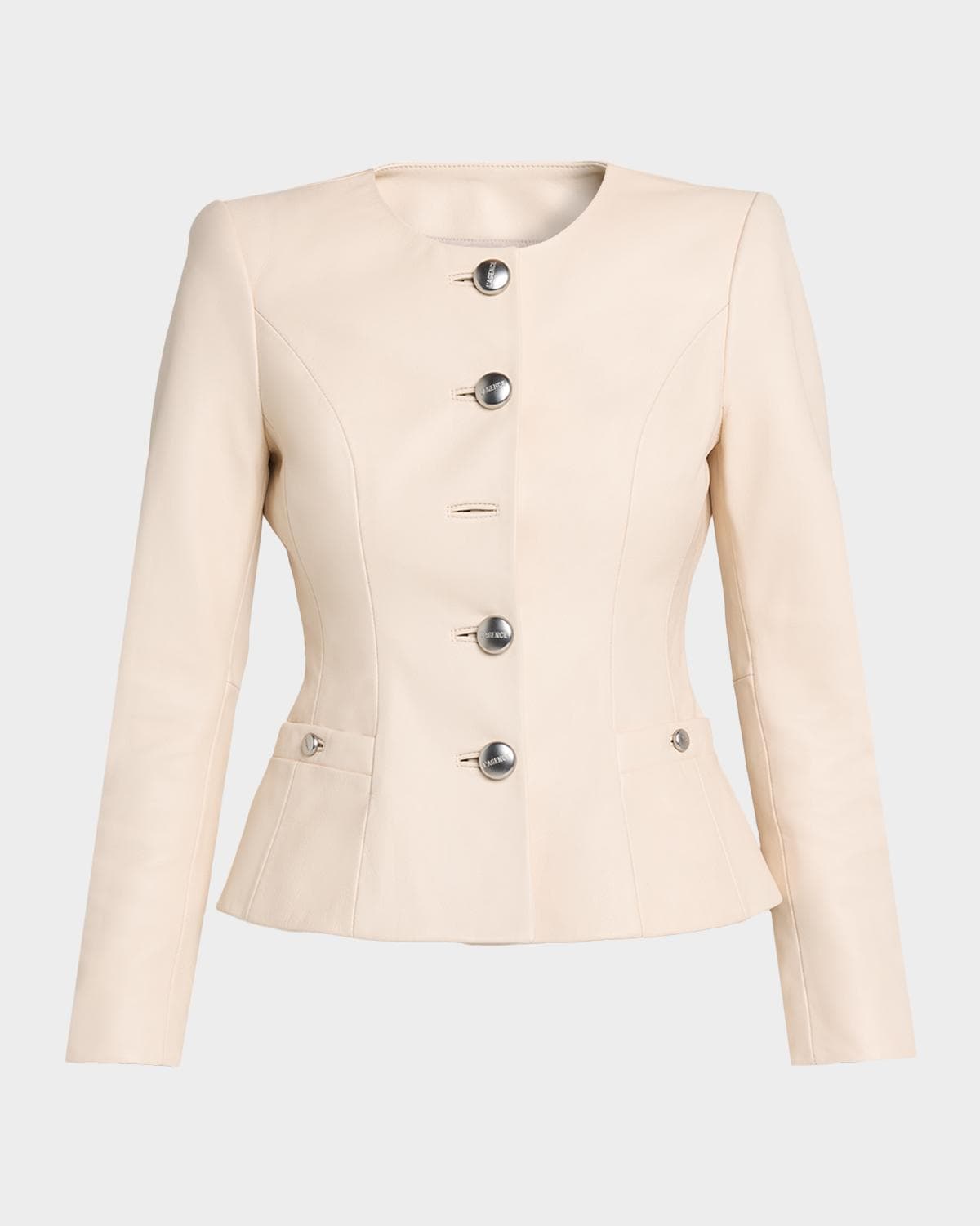 L 'AGENCE Mariella Collarless Leather Jacket