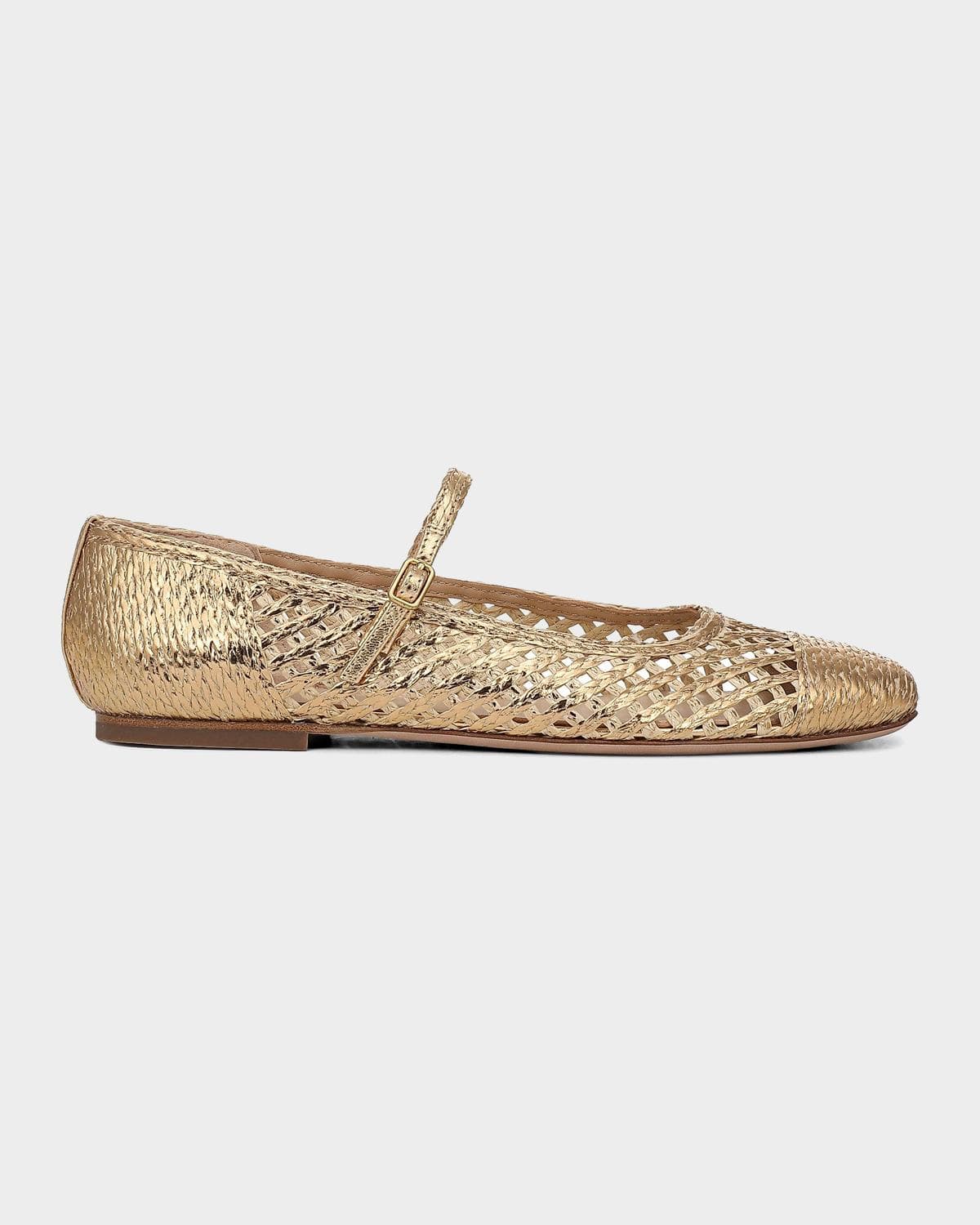 Veronica Beard Ellie Metallic Raffia Ballerina Flats