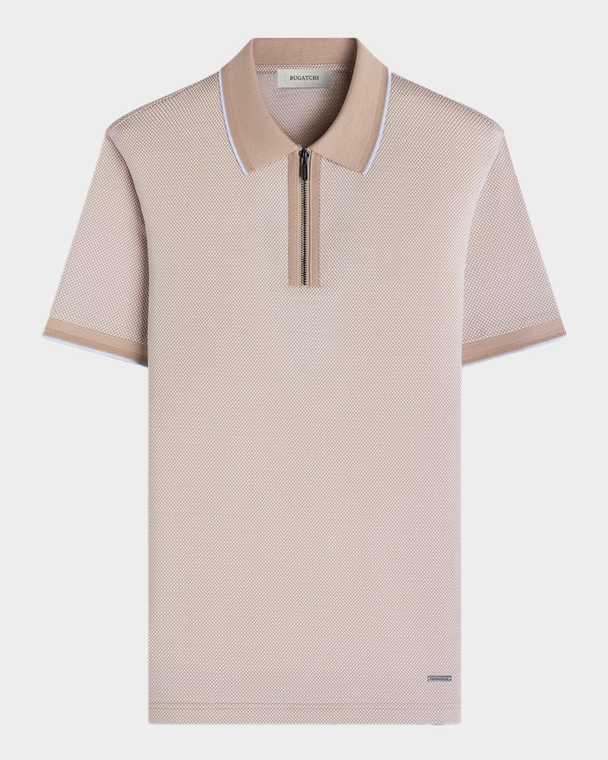 Bugatchi Men's Micro-Check Quarter-Zip Polo Shirt