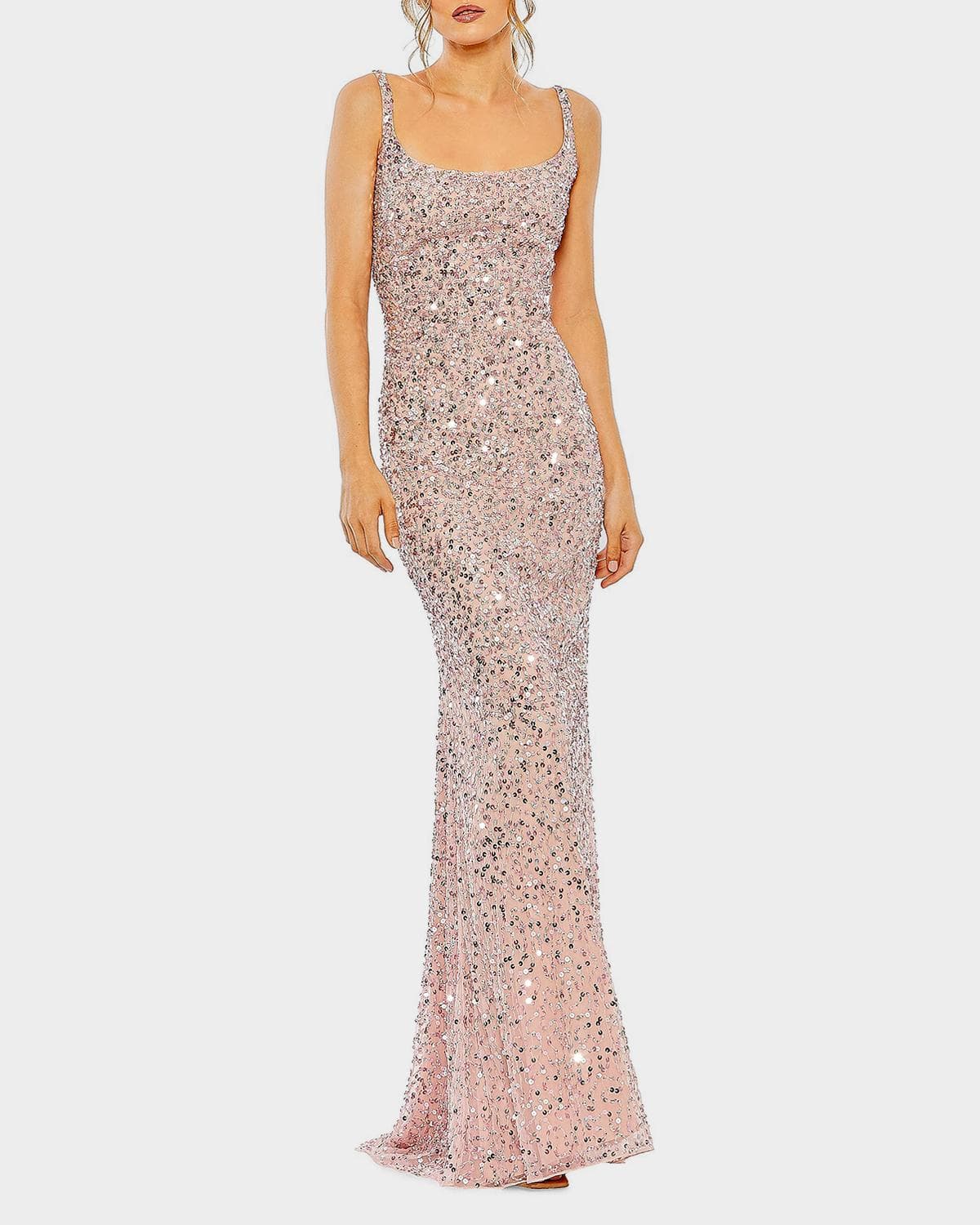 Mac Duggal Sleeveless Sequin Column Slip Gown