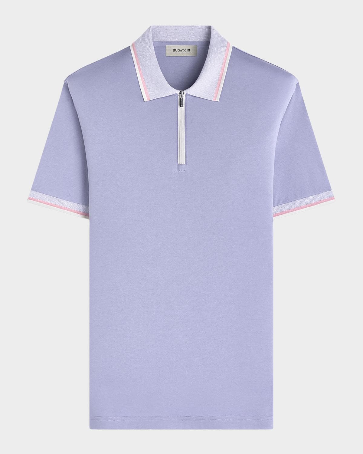 Bugatchi Men's Tipped Knit-Trim Quarter-Zip Polo Shirt · SMALL