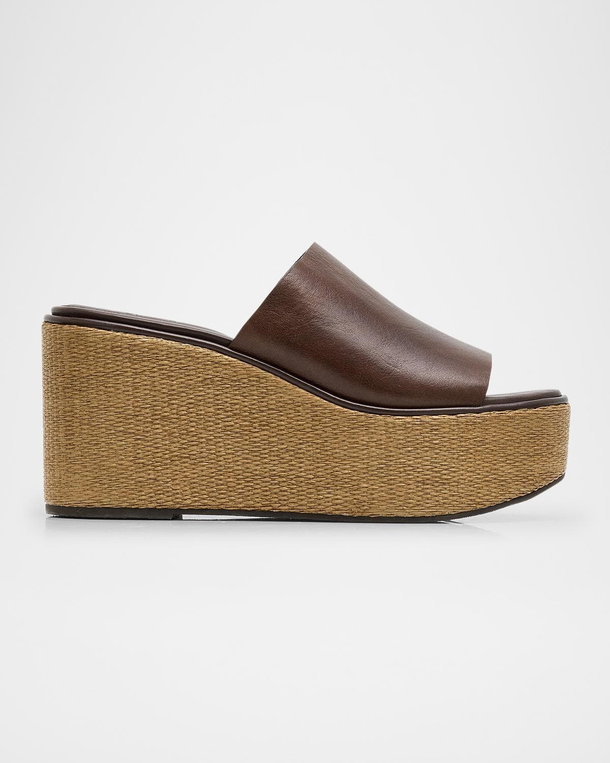 Brunello Cucinelli 80mm Leather and Raffia Platform Sandals