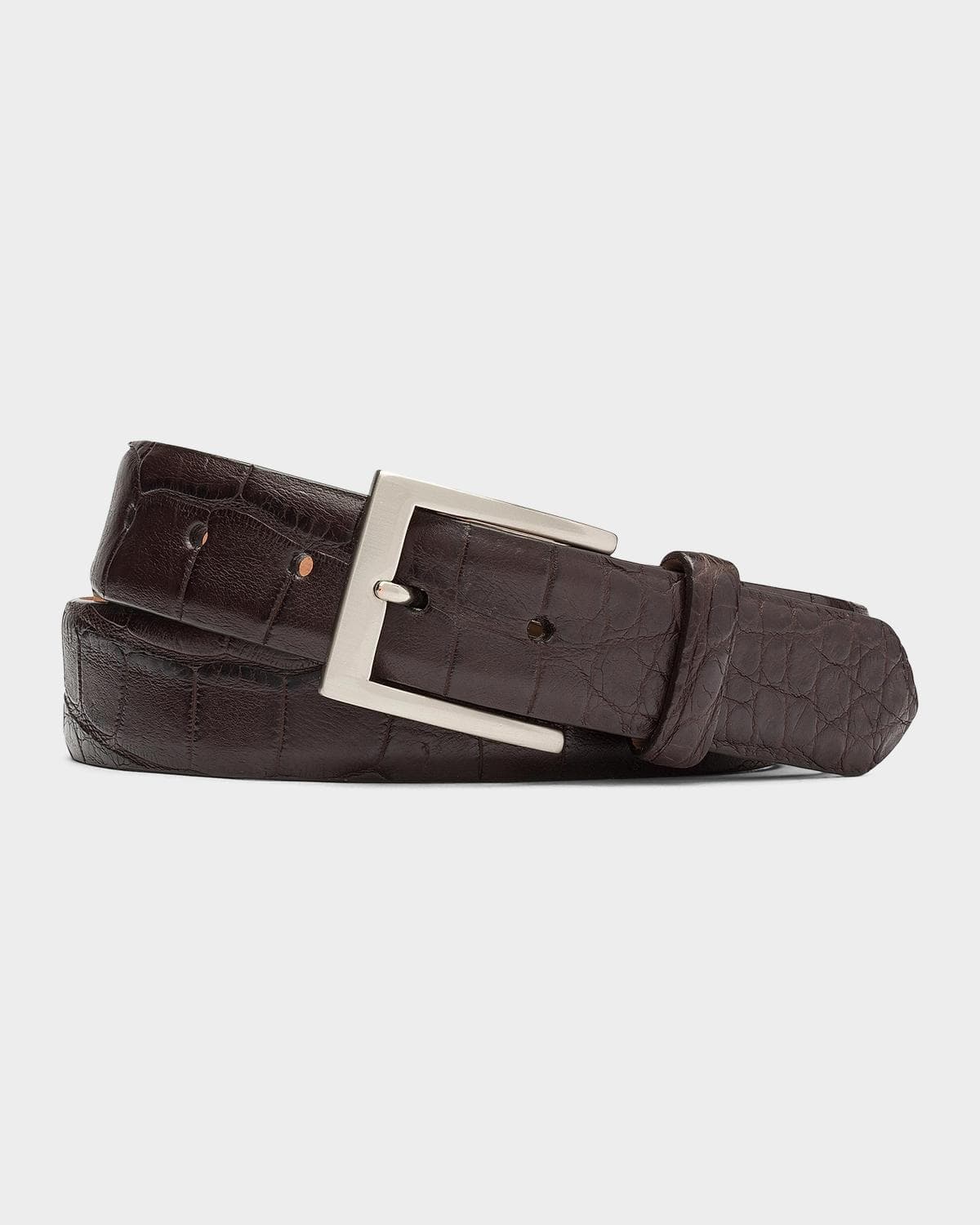 W. Kleinberg Men's Alligator Belt with Brushed Nickel Buckle