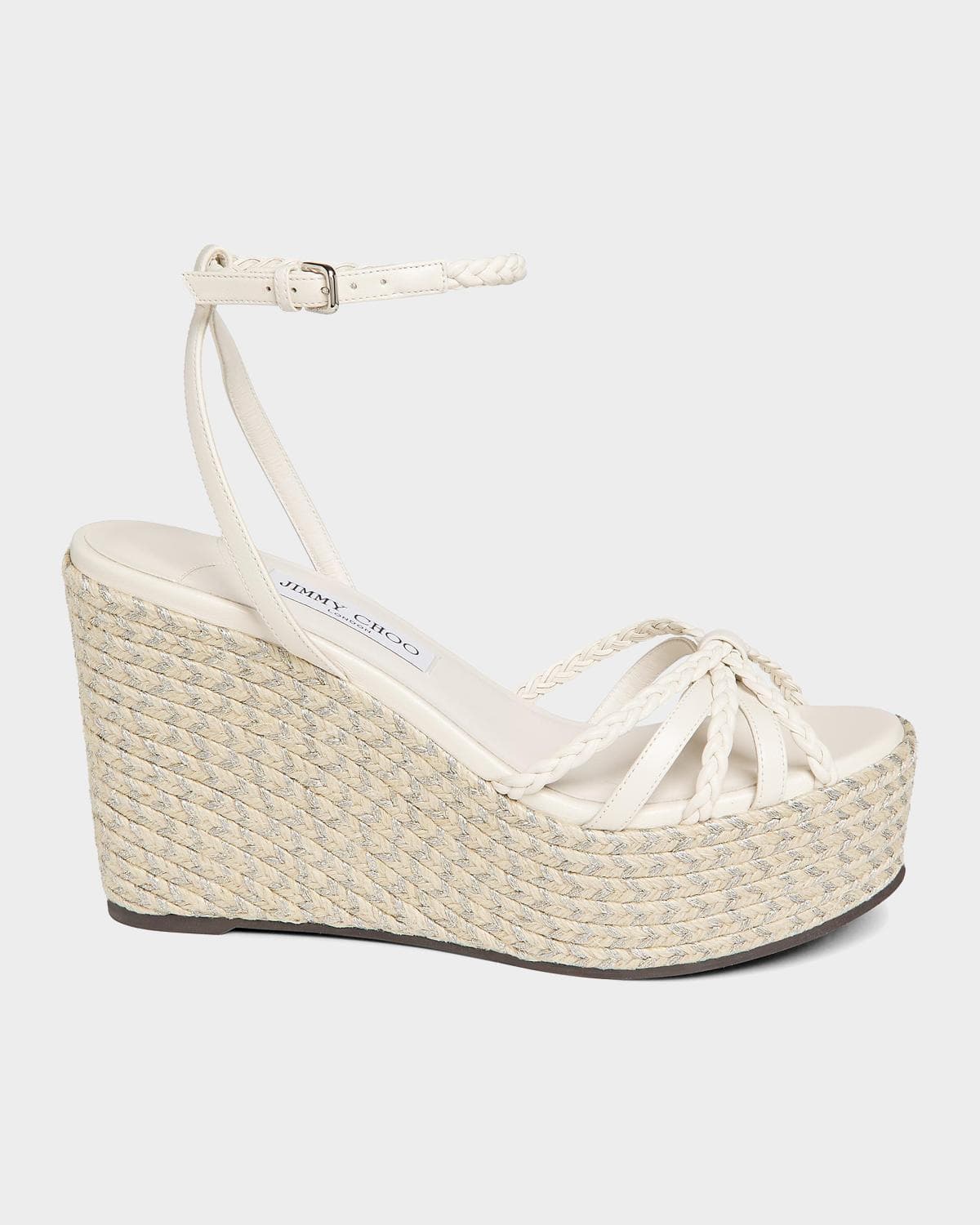 Jimmy Choo 100mm Dree Leather Espadrille Wedge Sandals