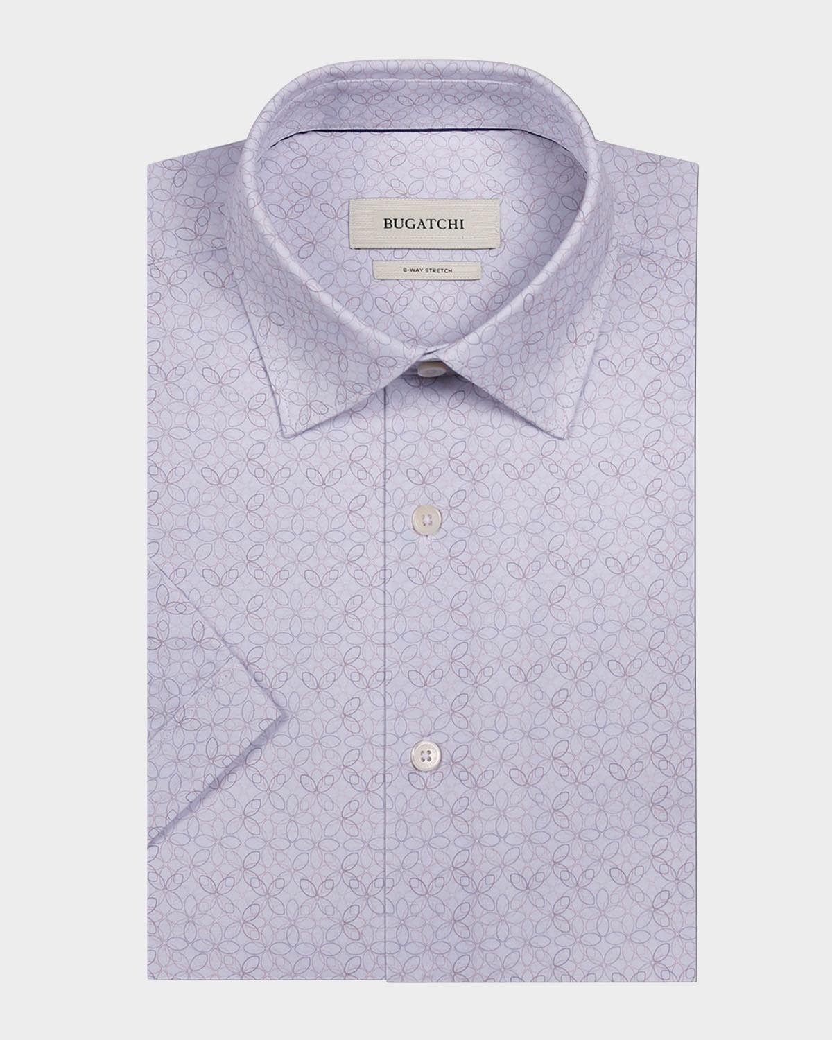 Bugatchi Men's Miles Geometric-Print OoohCotton Short-Sleeve Shirt