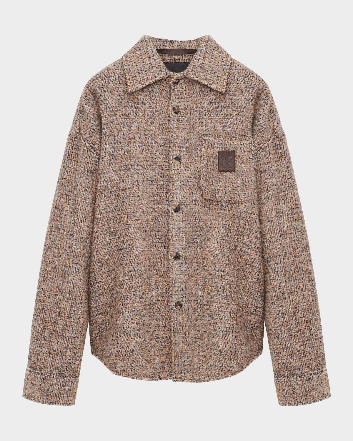 LOEWE Men's Knitted Button-Front Overshirt