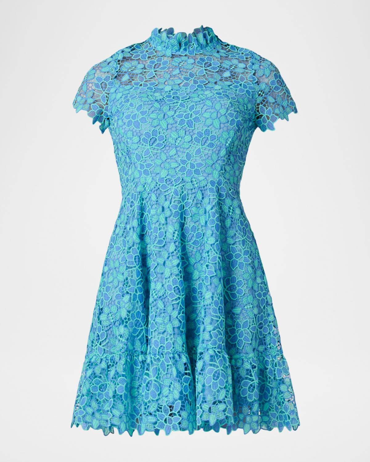 Shoshanna Harlow Flounce Floral Lace Mini Dress