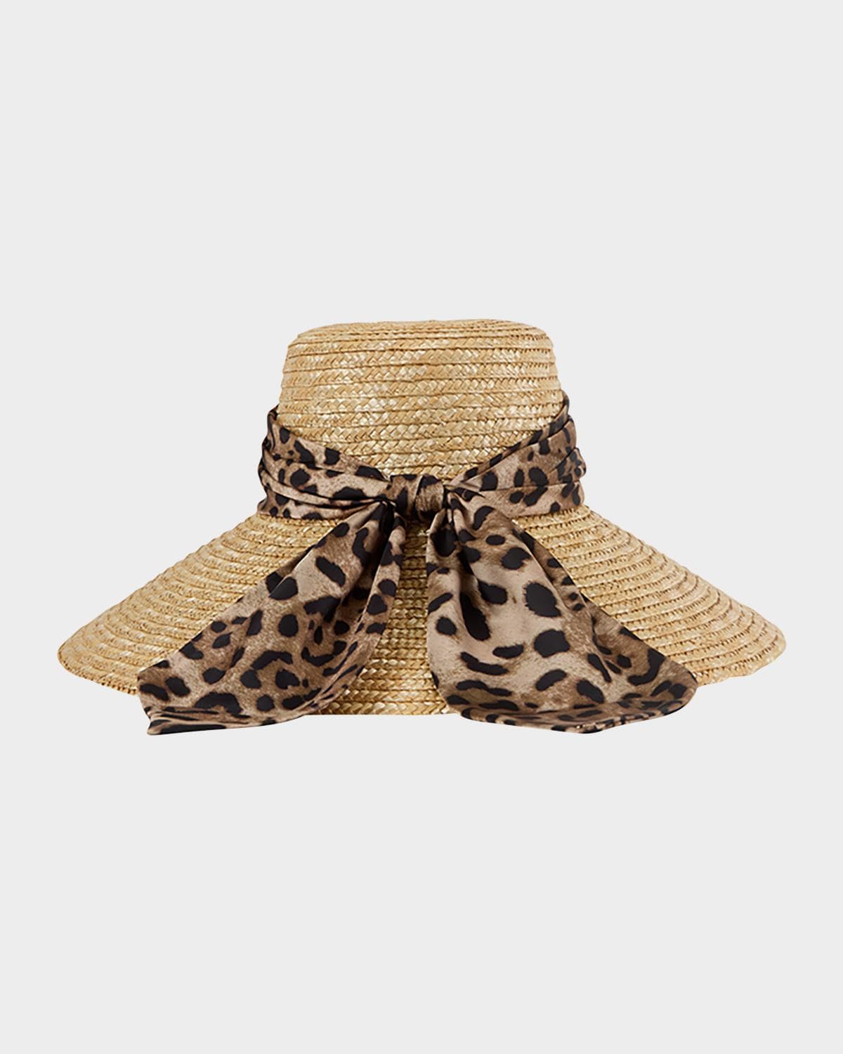 Eugenia Kim Mirabel Animal-Print Bow Straw Hat