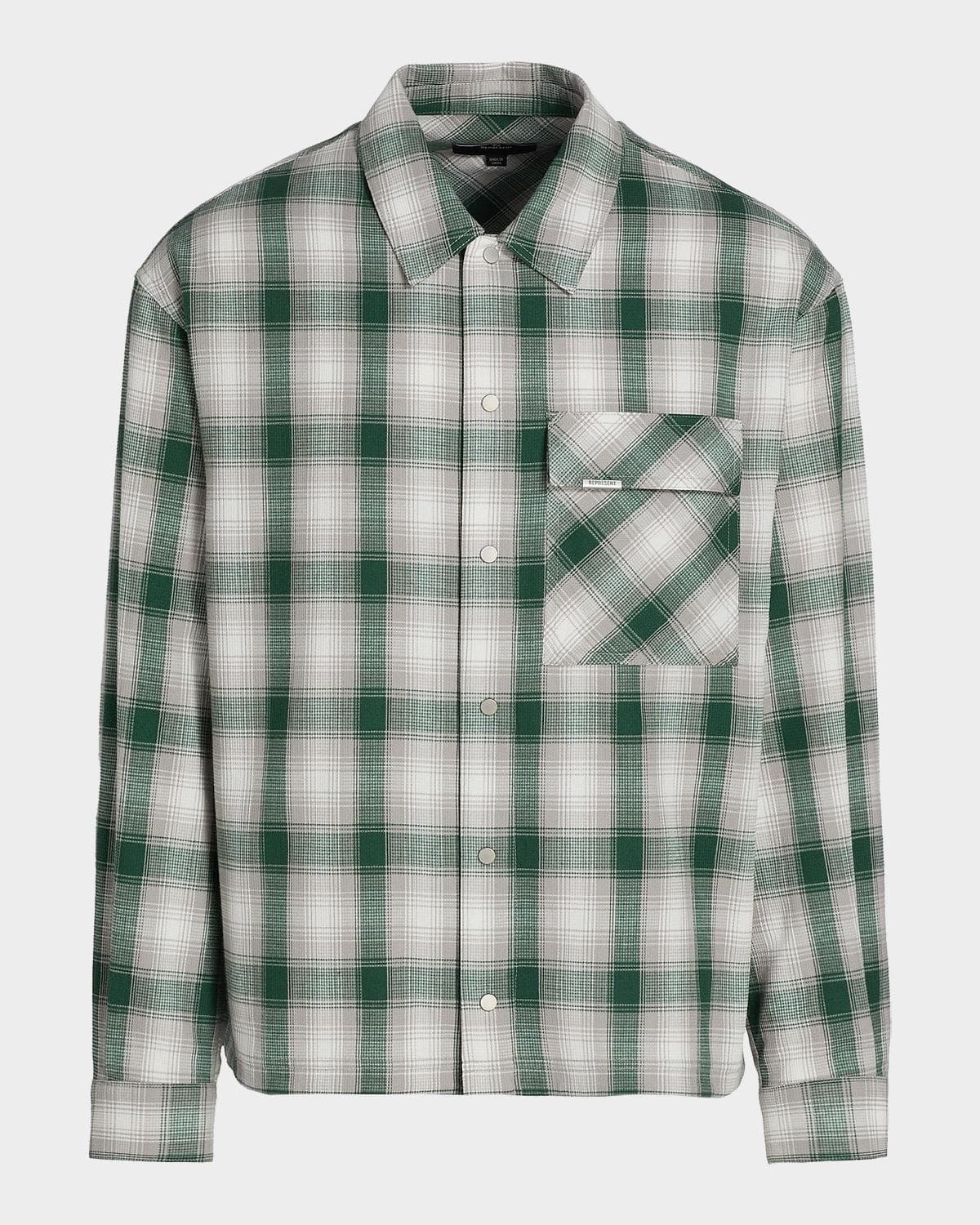 REPRESENT Men's Waffle Flannel Snap-Front Shirt