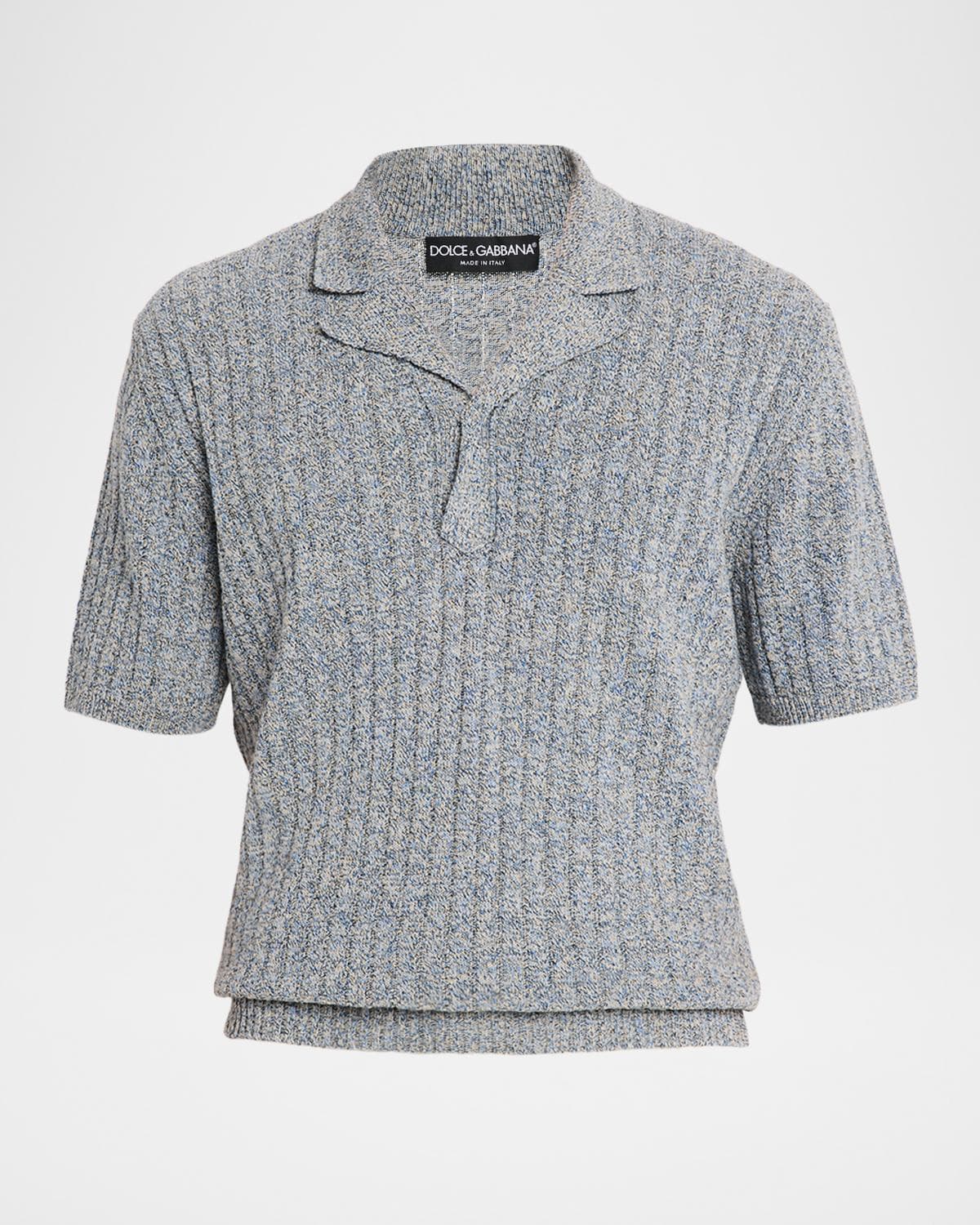 Dolce & Gabbana Men's Cotton and Linen Rib-Knit Short-Sleeve Sweater