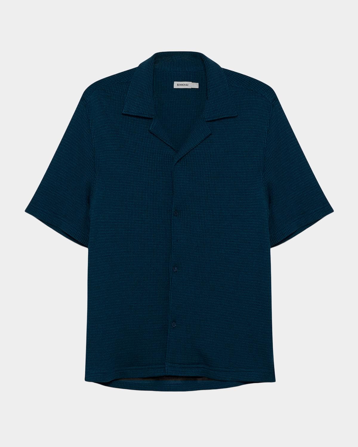 SIMKHAI Men's Troy Waffle-Weave Short-Sleeve Shirt