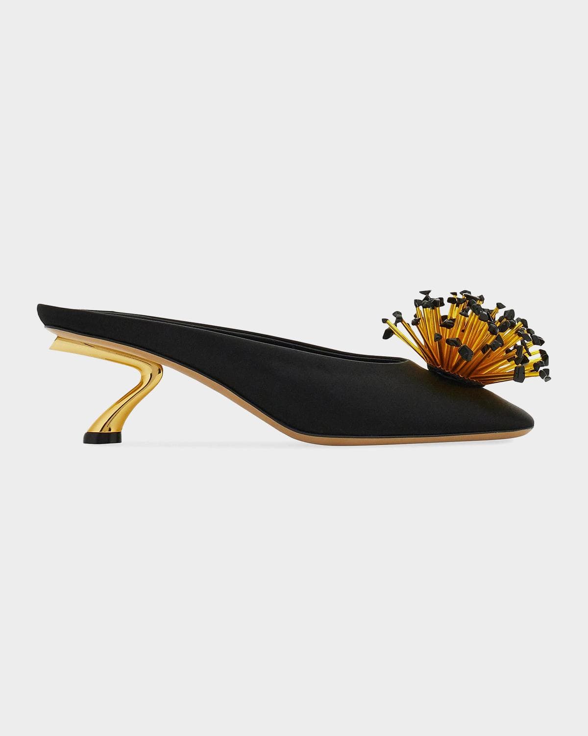 FERRAGAMO 55mm Safi Beaded Satin Mules