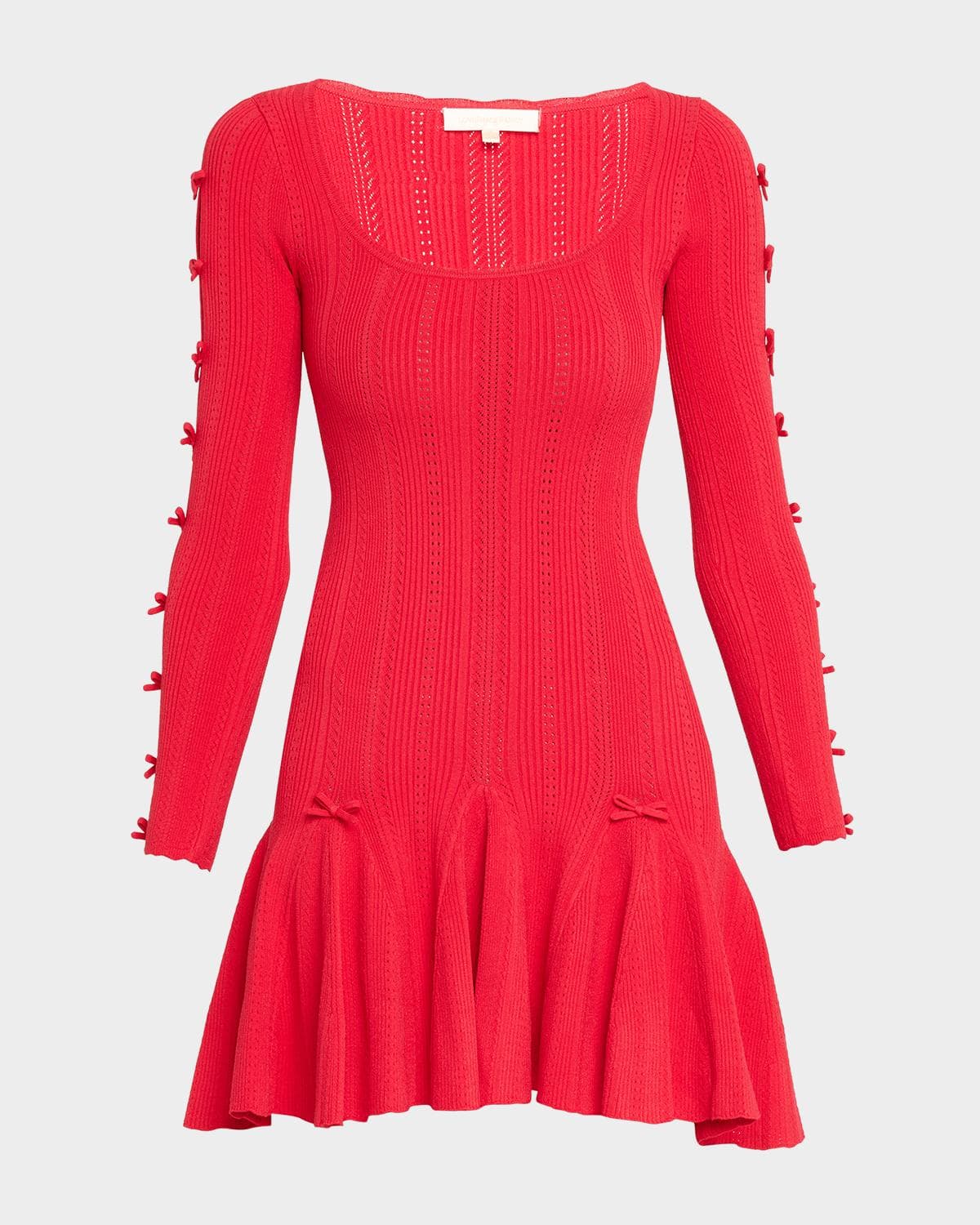 LoveShackFancy Seychelle Bow Pointelle Mini Dress