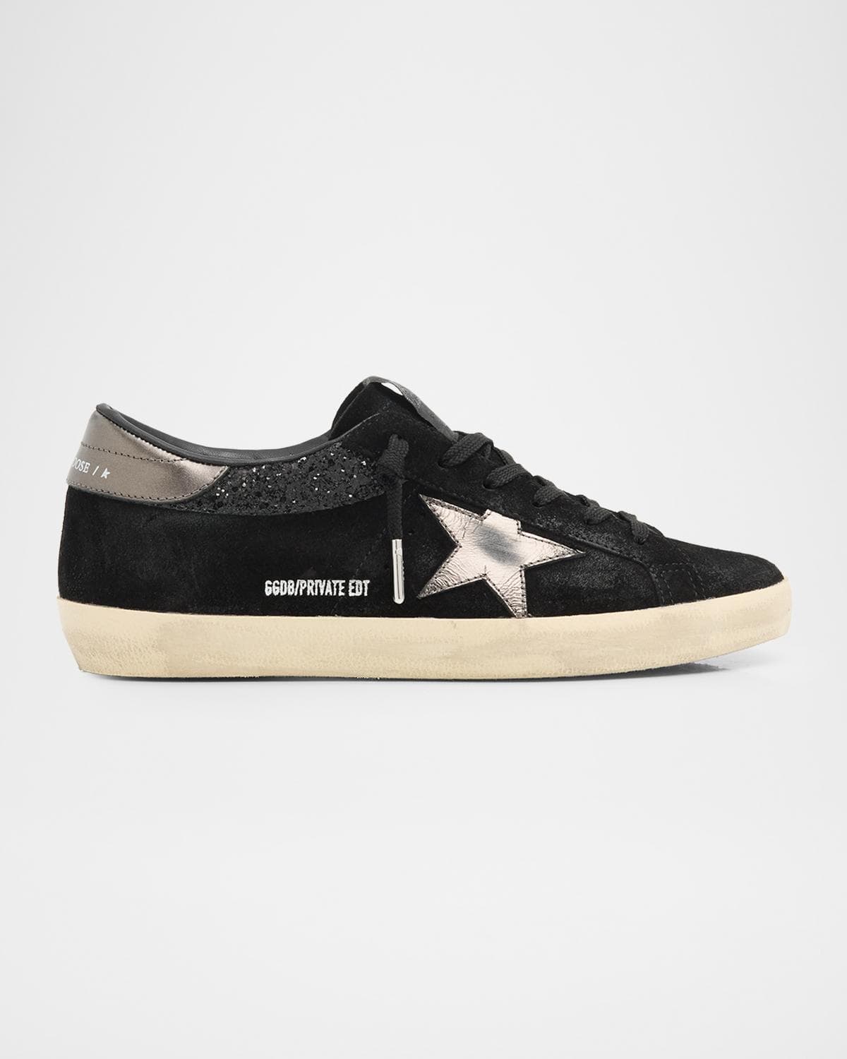 Golden Goose Super-Star Suede Glitter Low-Top Sneakers