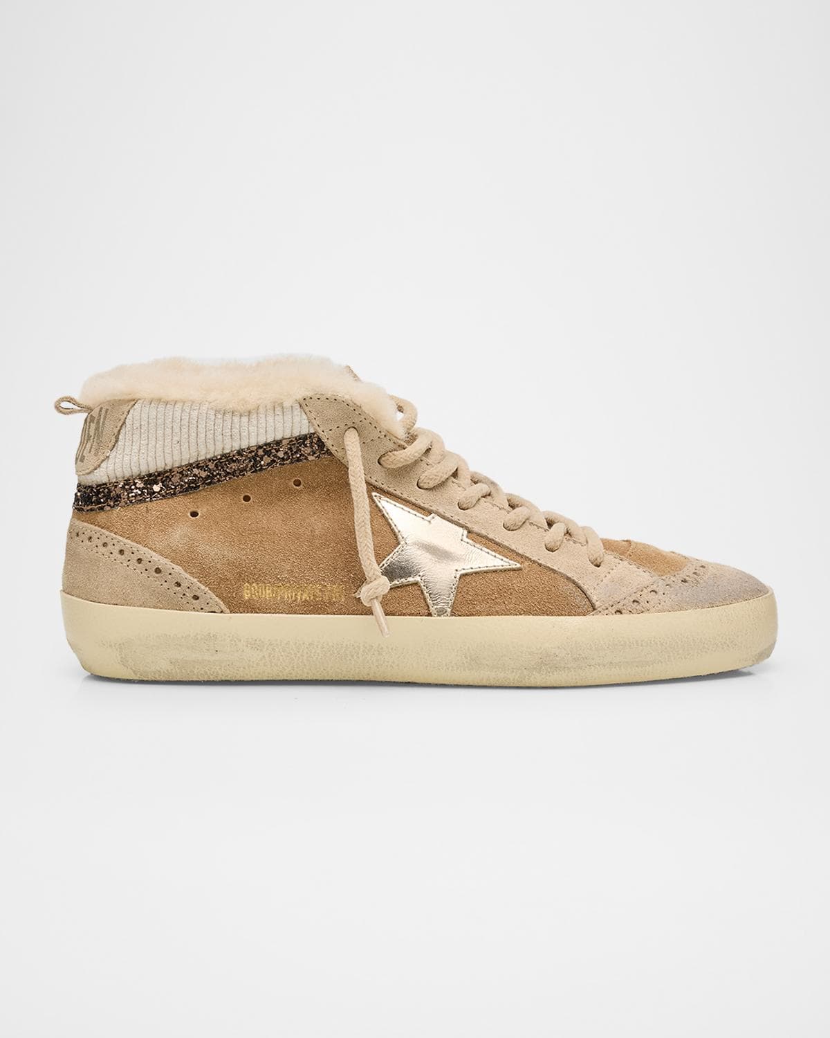 Golden Goose Mid Star Shearling-Lined Suede Wing-Tip Sneakers