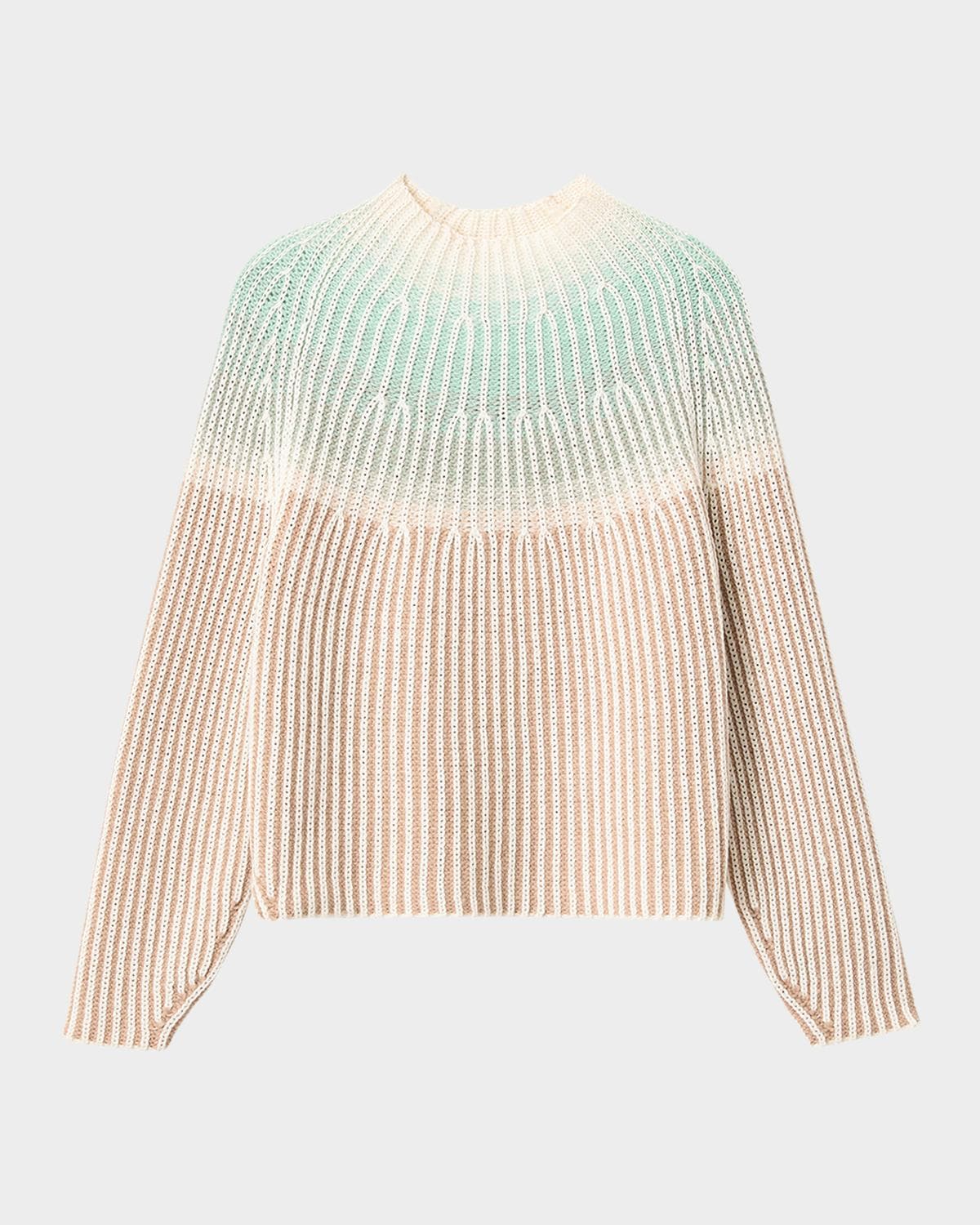 Lafayette 148 New York Ombre Wool-Cashmere Rib Knit Sweater · LARGE