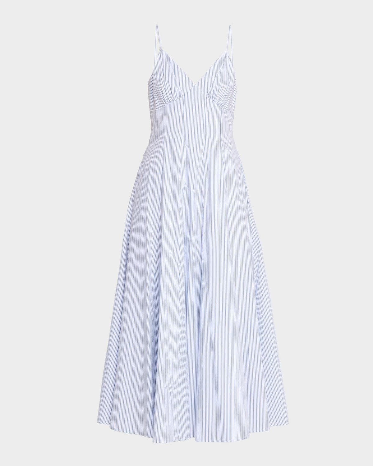 Rosie Assoulin Striped Cotton Poplin Cami Maxi Dress
