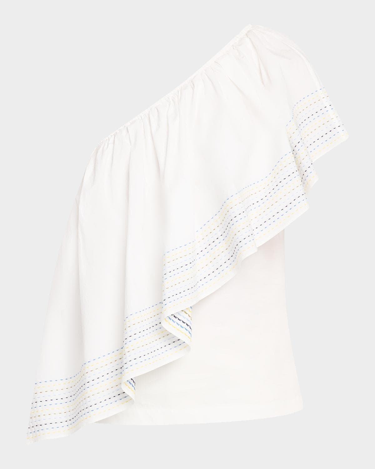 Rosie Assoulin Wedge Ruffle One-Shoulder Top