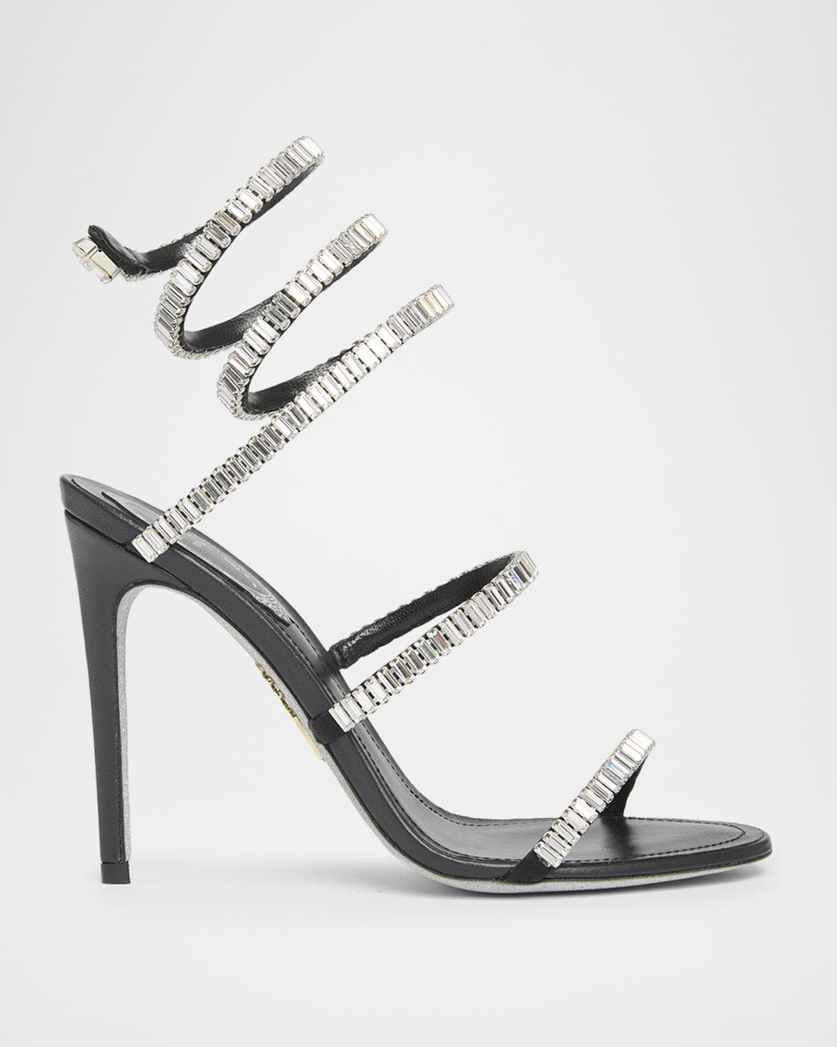 Rene Caovilla 105mm Cleo Leather Baguette Crystal Sandals