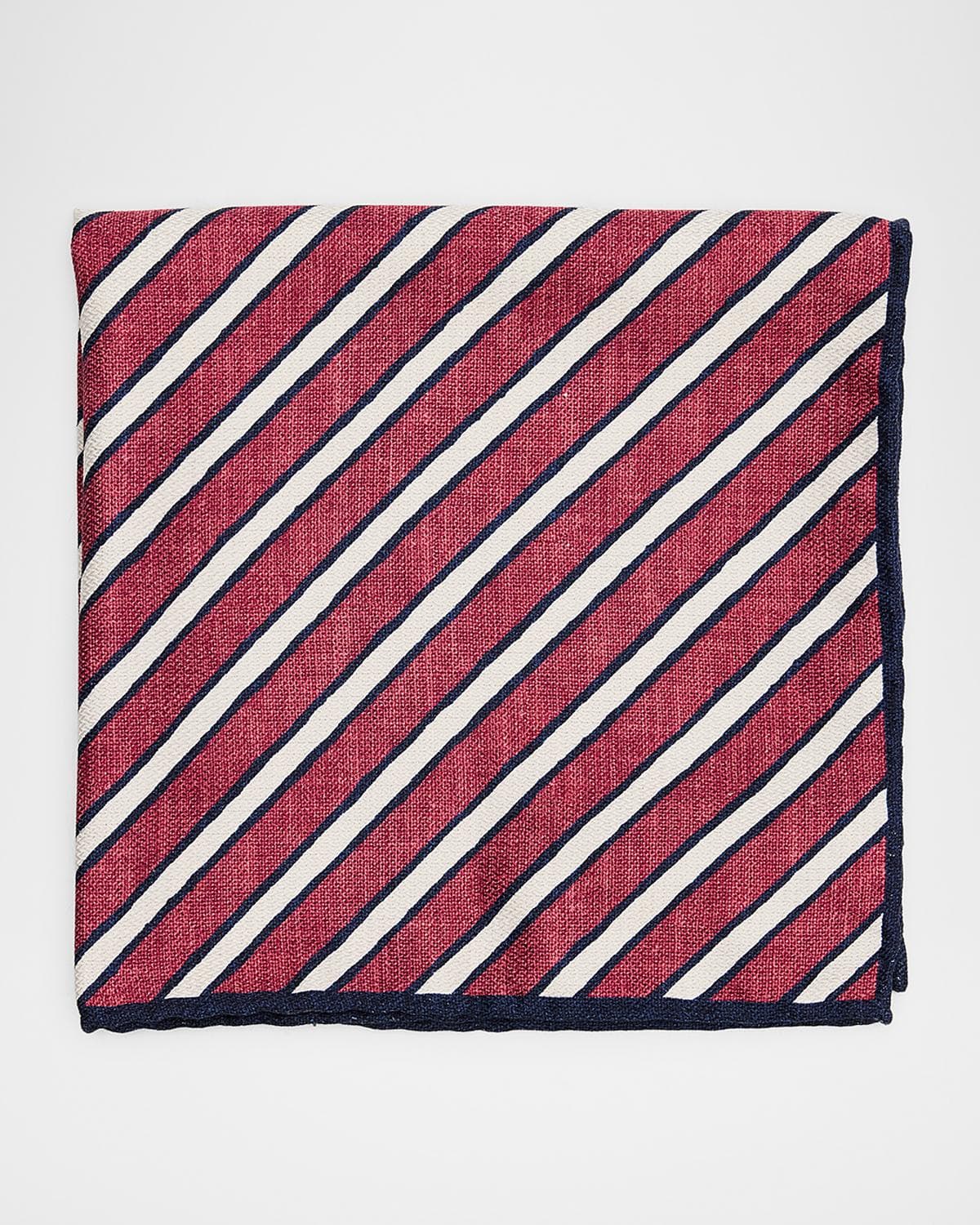 Brunello Cucinelli Men's Double-Face Bengal Stripe Silk Pocket Square