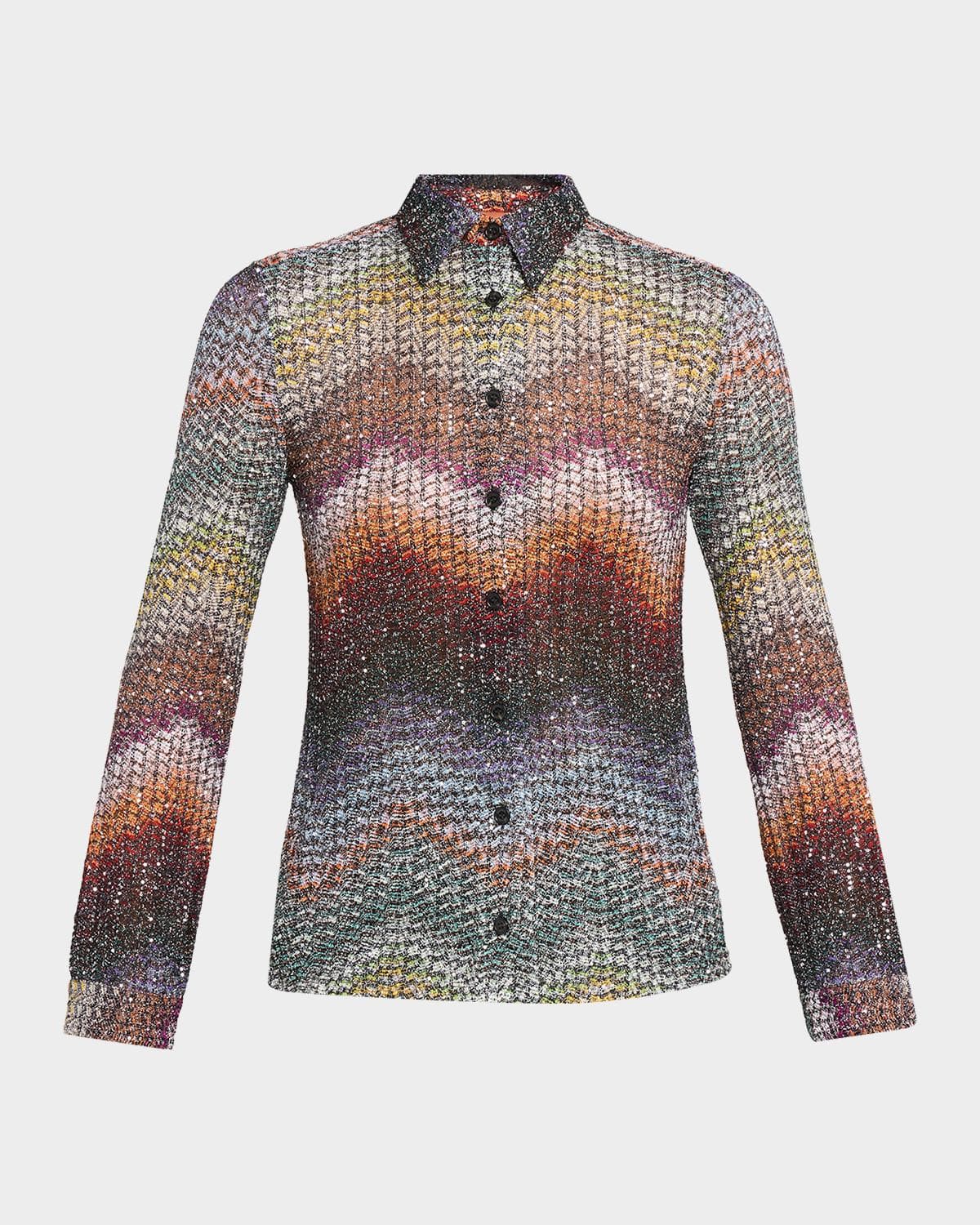 Missoni Sequined Wefted Loom Knit Button-Down Shirt