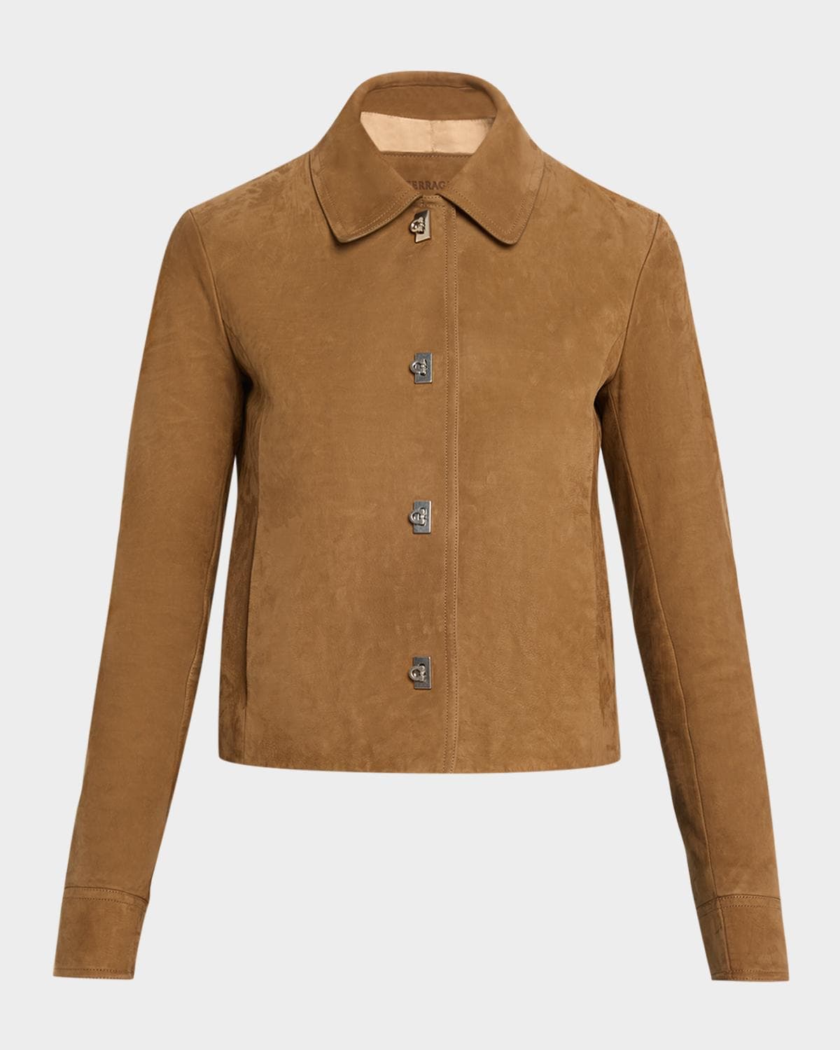 FERRAGAMO Nubuck Leather Boxy Jacket · 12
