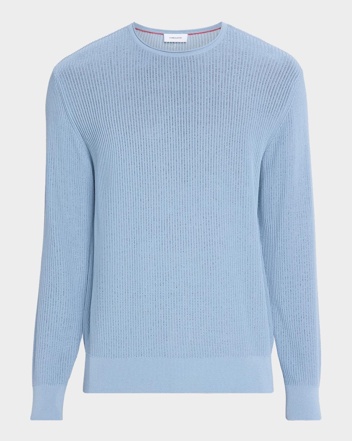 FERRAGAMO Men's Viscose and Cotton Rib Round-Neck Sweater