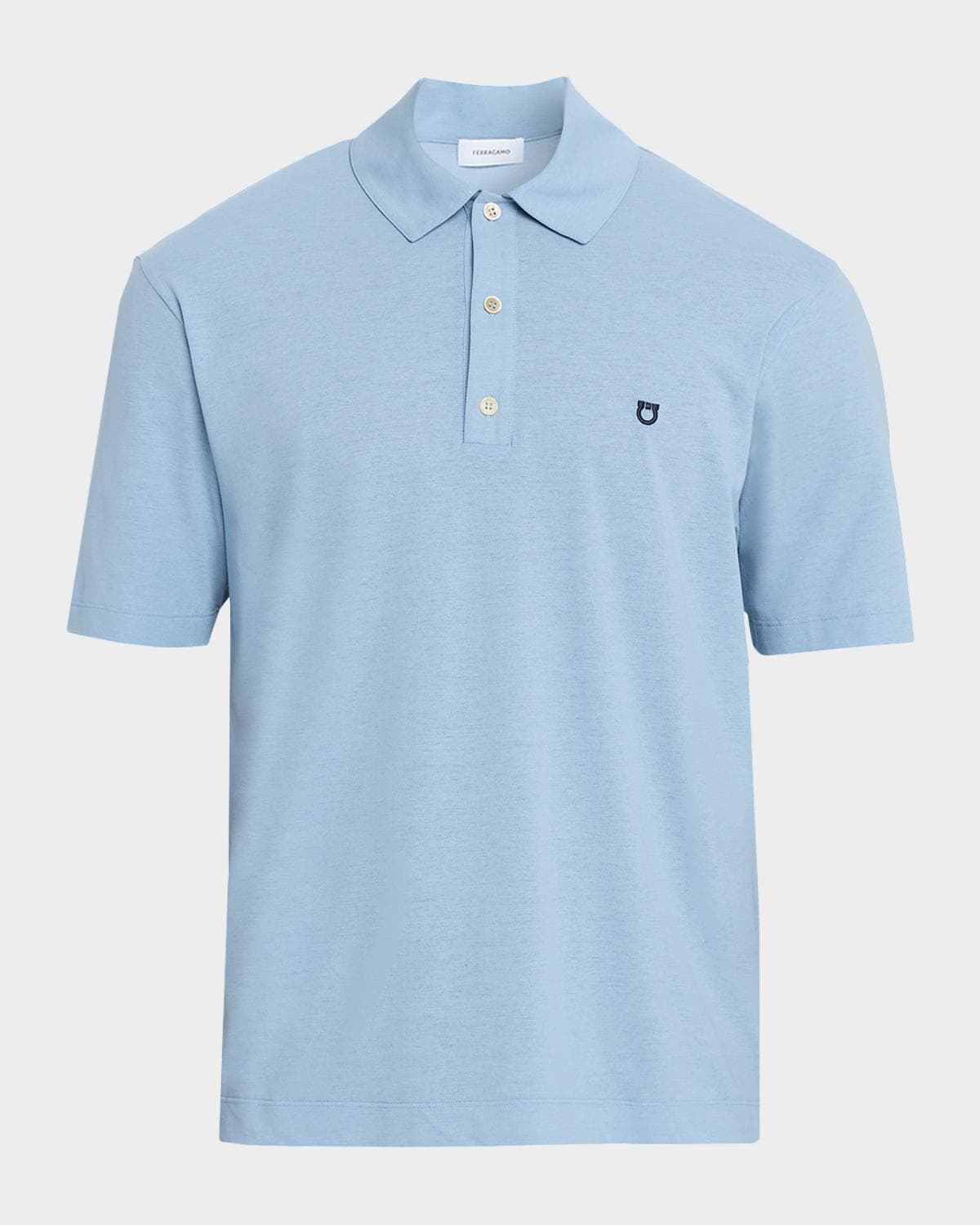 FERRAGAMO Men's Cotton Embroidered-Gancio Polo Shirt