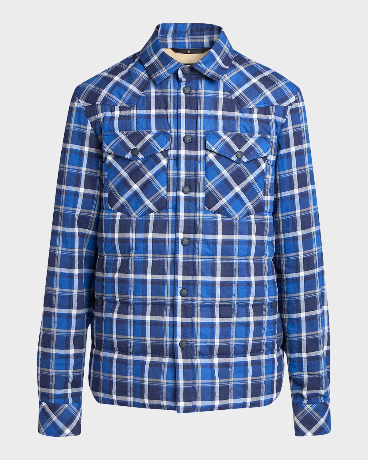Moncler Grenoble Men's Plaid Snap-Front Shirt Jacket