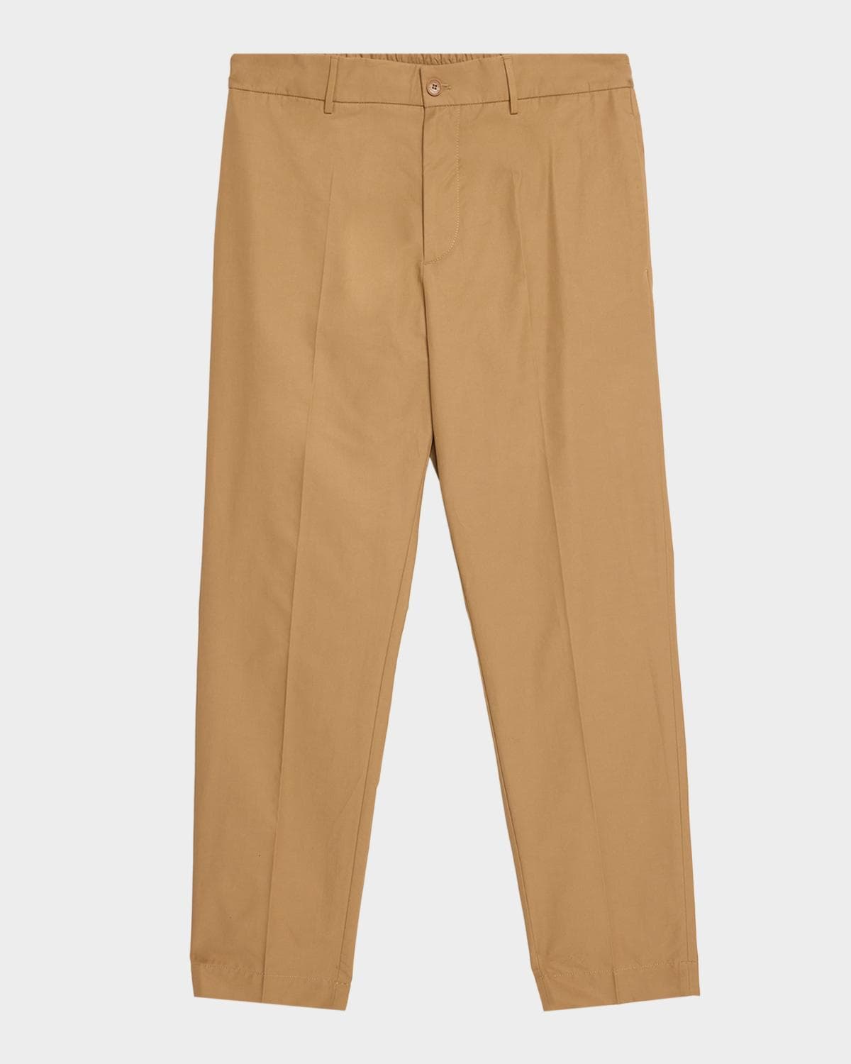 Moncler Men's Cotton Leather-Trim Straight Leg Trousers