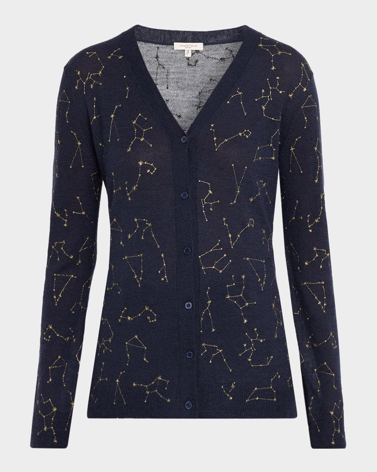 Lafayette 148 New York Constellation-Embroidered Cashmere Cardigan