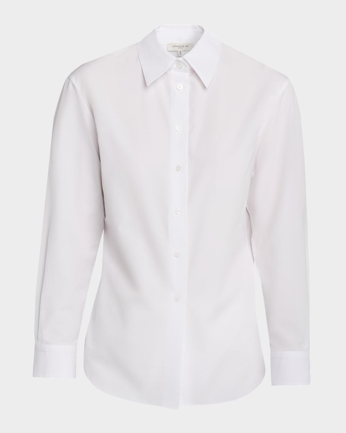 Lafayette 148 New York Cinched-Waist Cotton Poplin Shirt