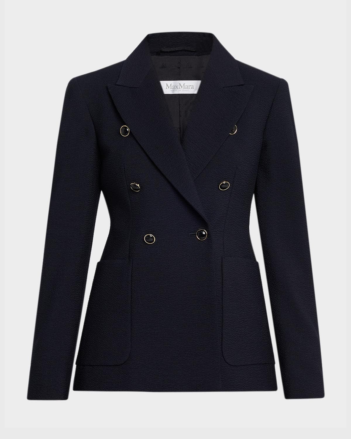 Max Mara Ricetta Double-Breasted Seersucker Blazer