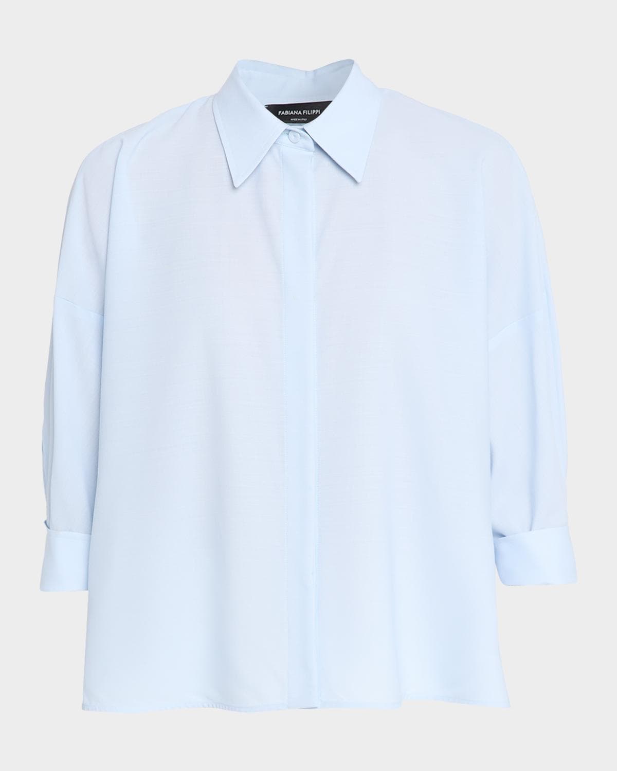 Fabiana Filippi Sheer Inset Stretch Wool-Blend Shirt
