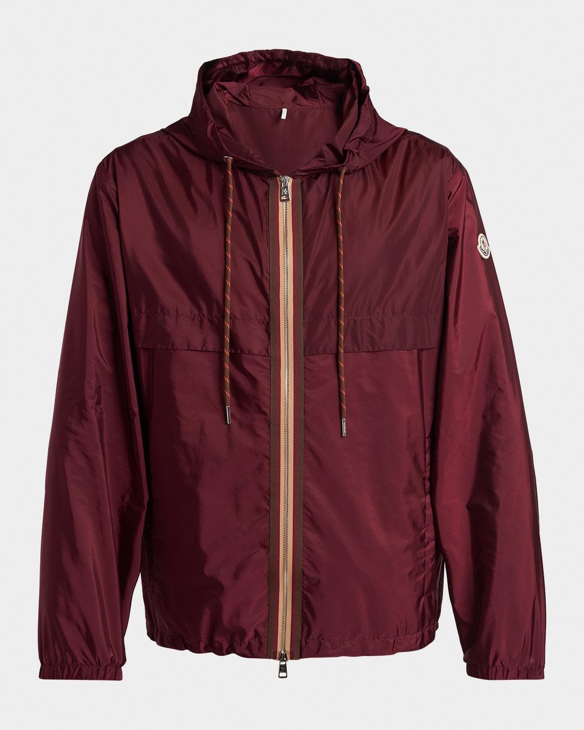 Moncler Men's Nidge Grosgrain-Trim Nylon Hooded Full-Zip Jacket