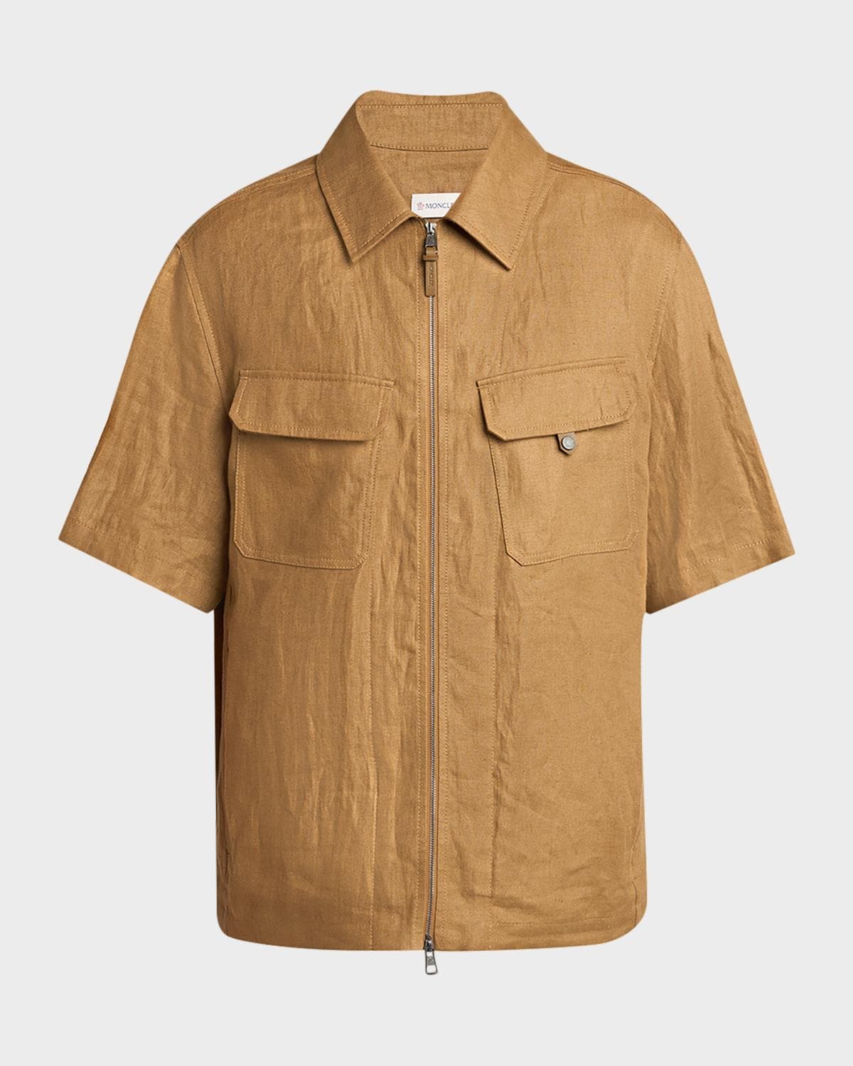 Moncler Men's Flax Short-Sleeve Utility Shirt