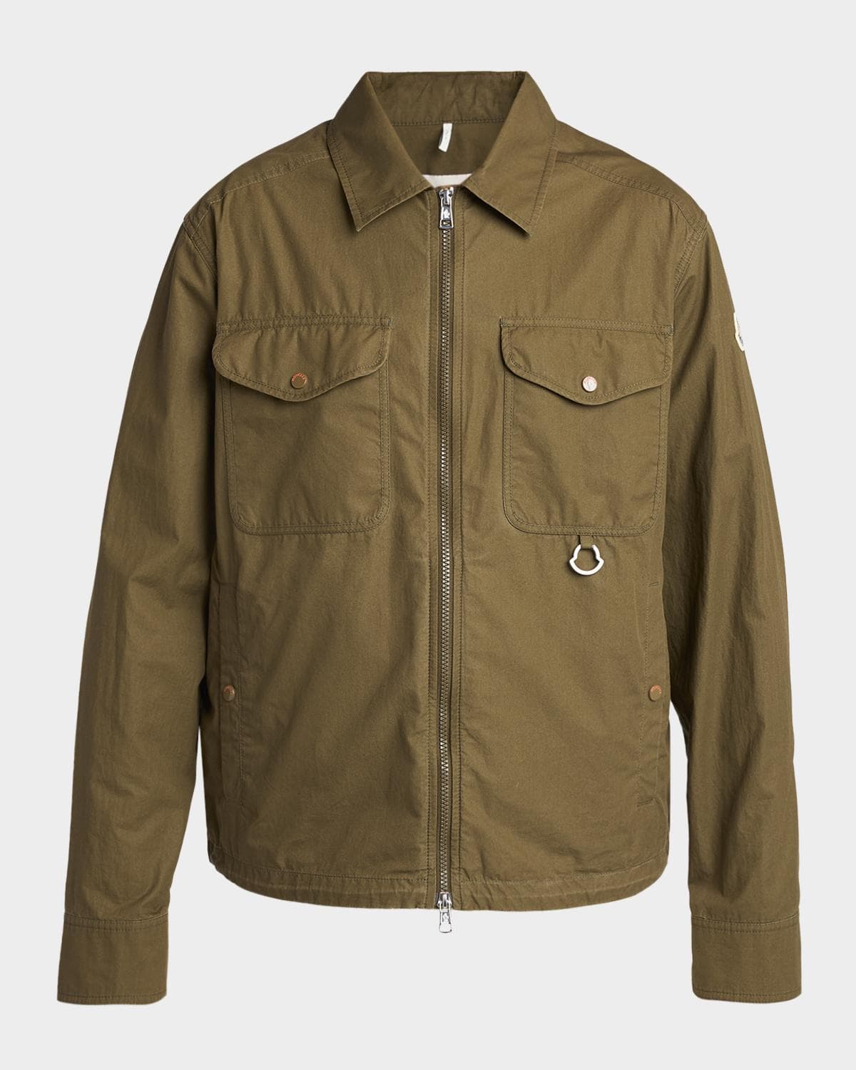 Moncler Men's Cotton Full-Zip Shirt Jacket with Logo D-Ring