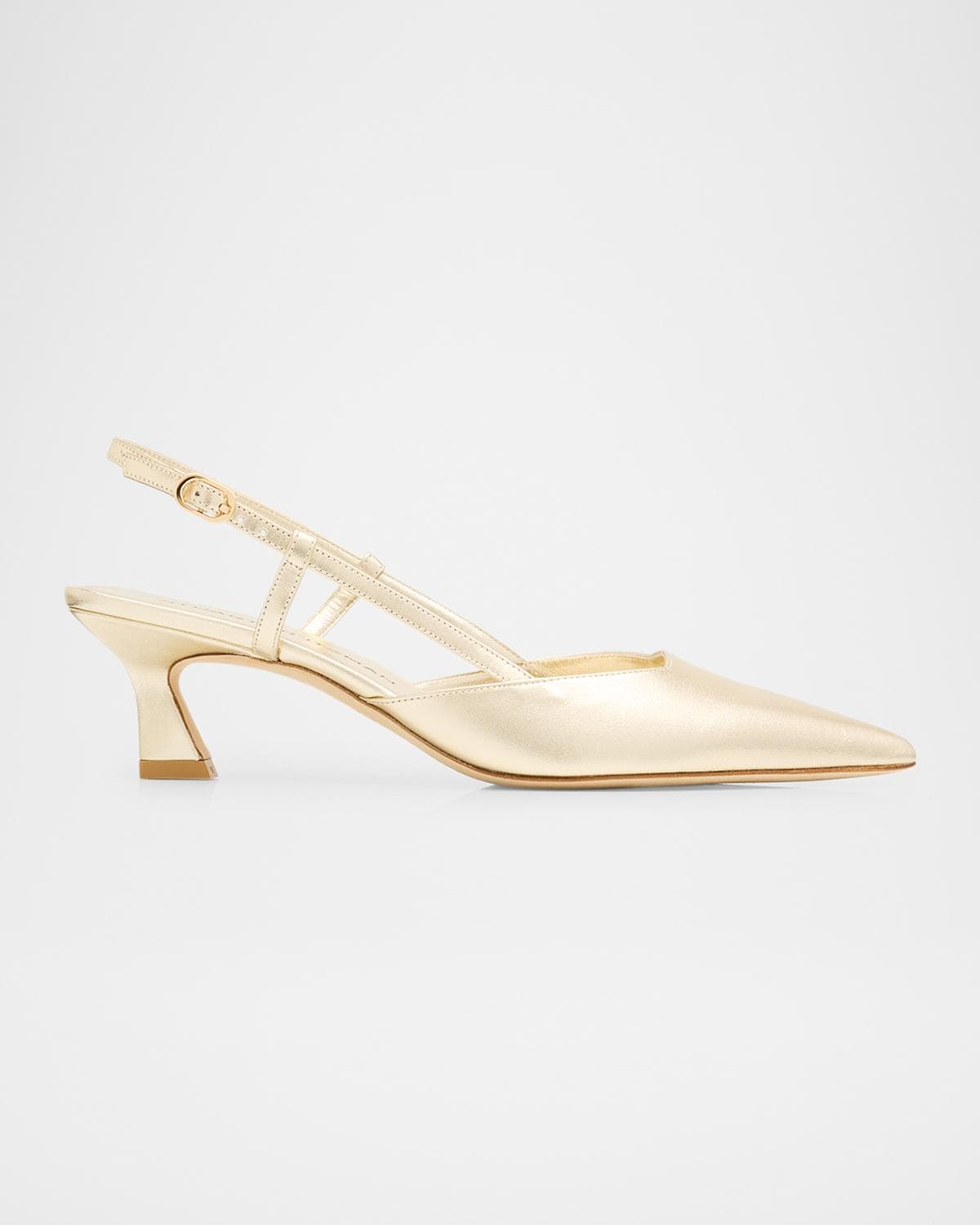 Stuart Weitzman 50mm Vinnie Metallic Leather Slingback Pumps