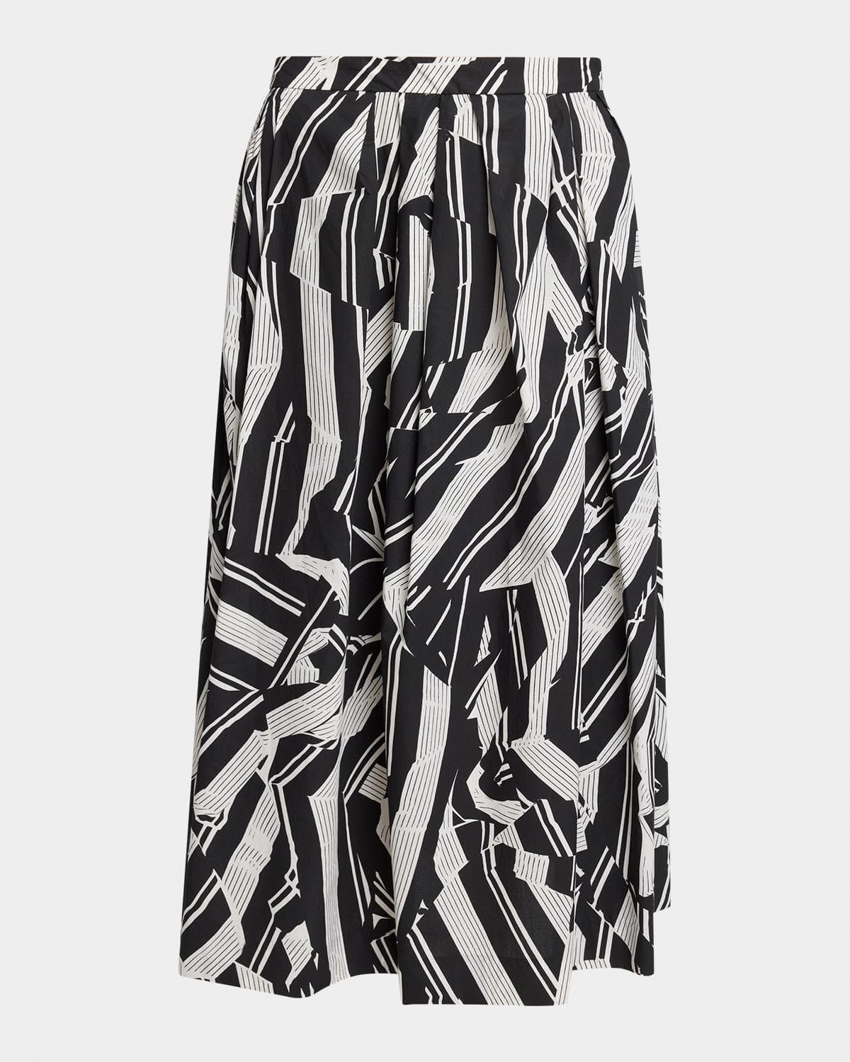 Dries Van Noten Soni Abstract-Print Pleated Cotton Midi Skirt