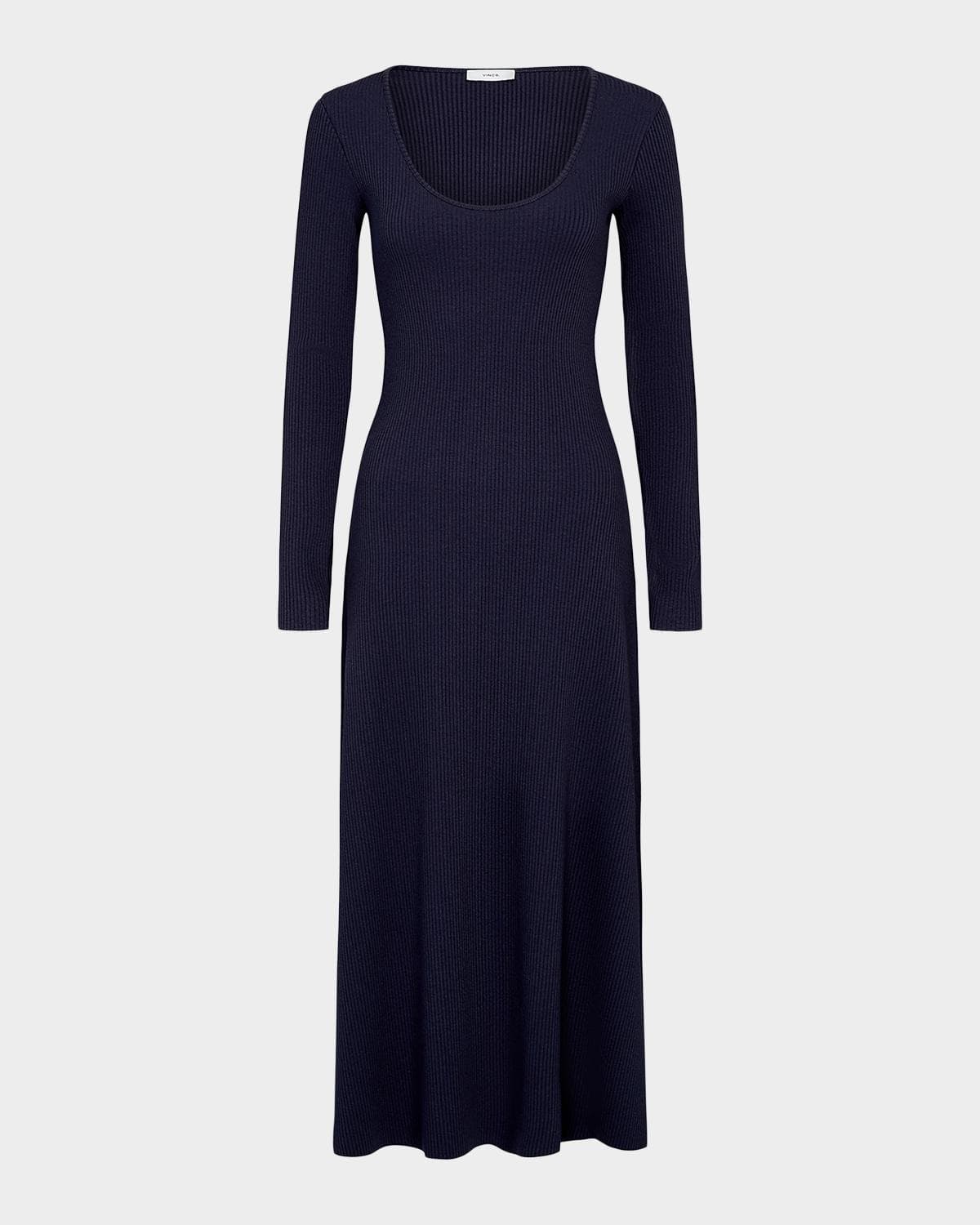 Vince Long-Sleeve Rib-Knit Midi Dress