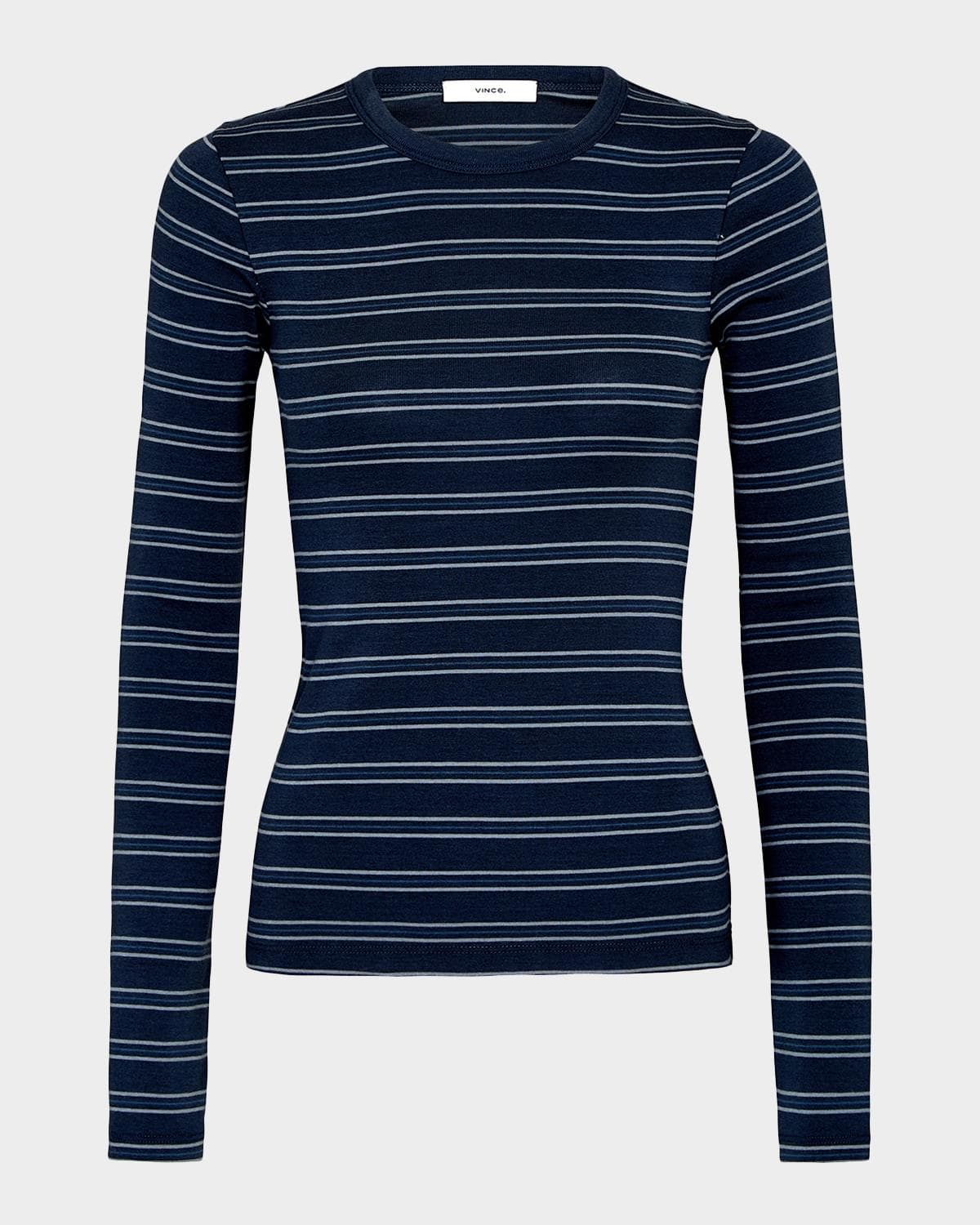 Vince Striped Long-Sleeve Crewneck Tee