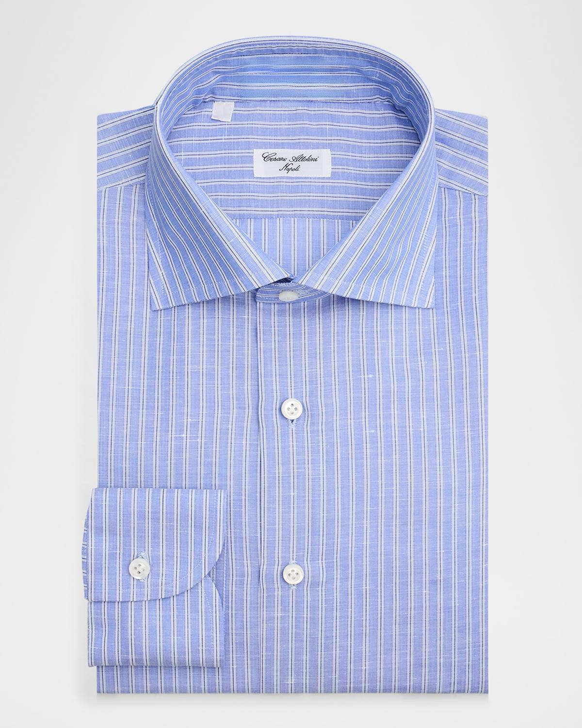 Cesare Attolini Men's Cotton and Linen Multi-Stripe Dress Shirt · 41 EU (16 US)