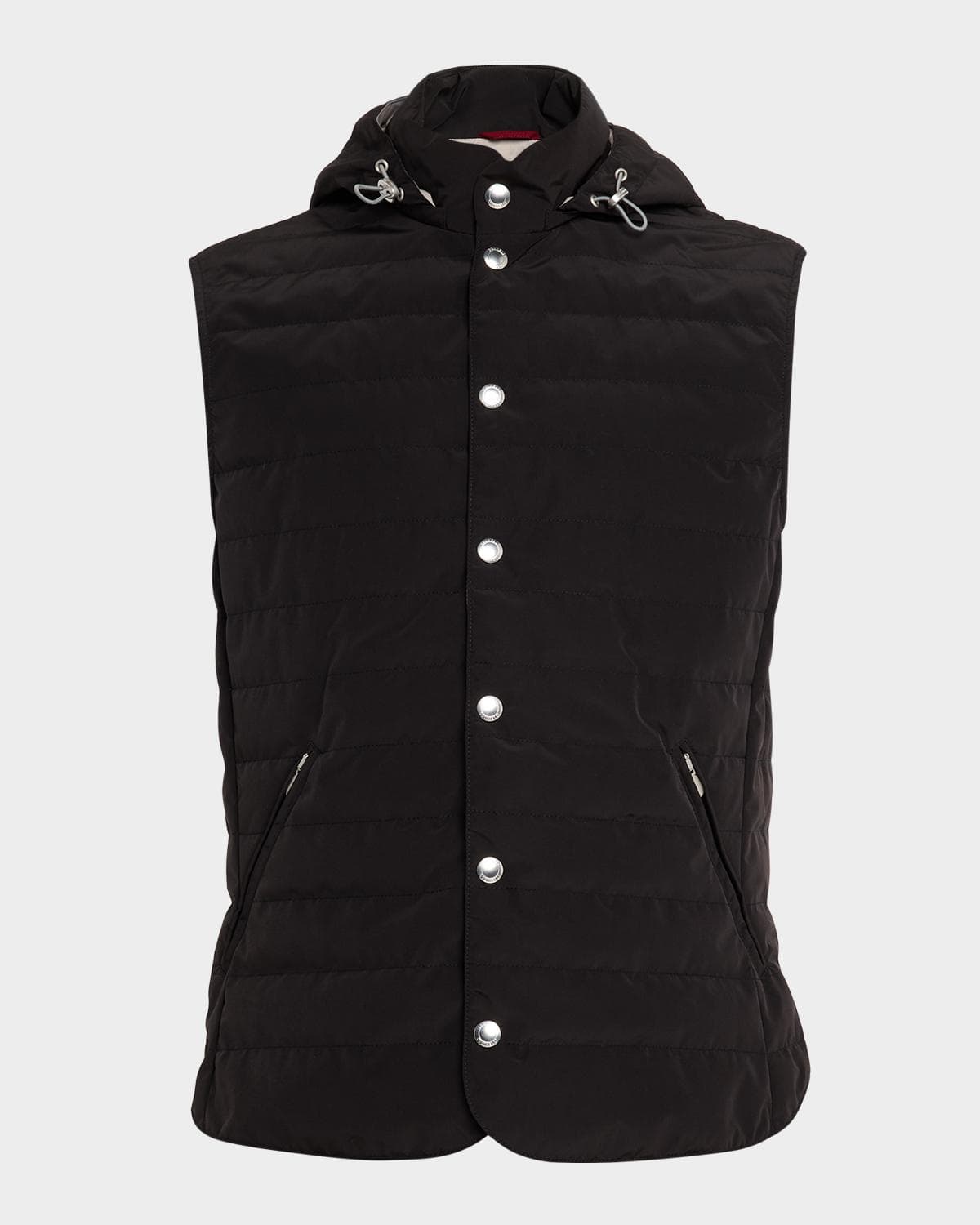 Brunello Cucinelli Men's Down Quilted Vest with Hood