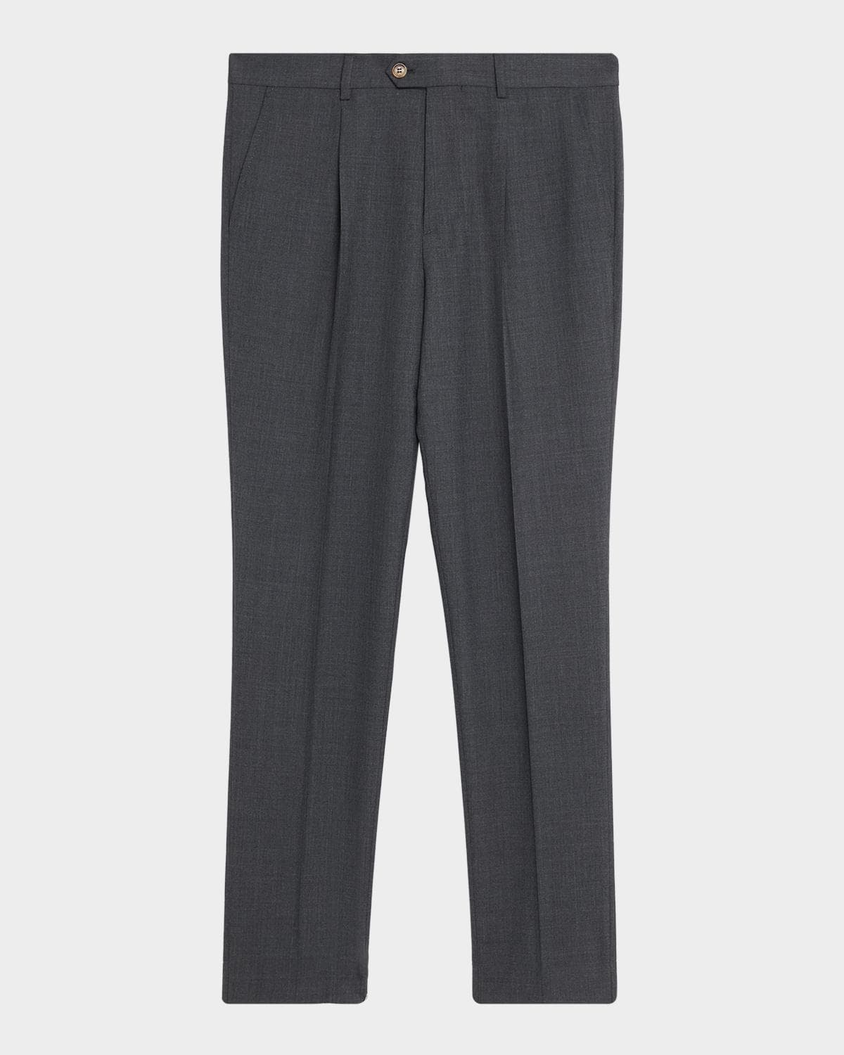 Brunello Cucinelli Men's Virgin Wool Leisure-Fit Pleated Trousers