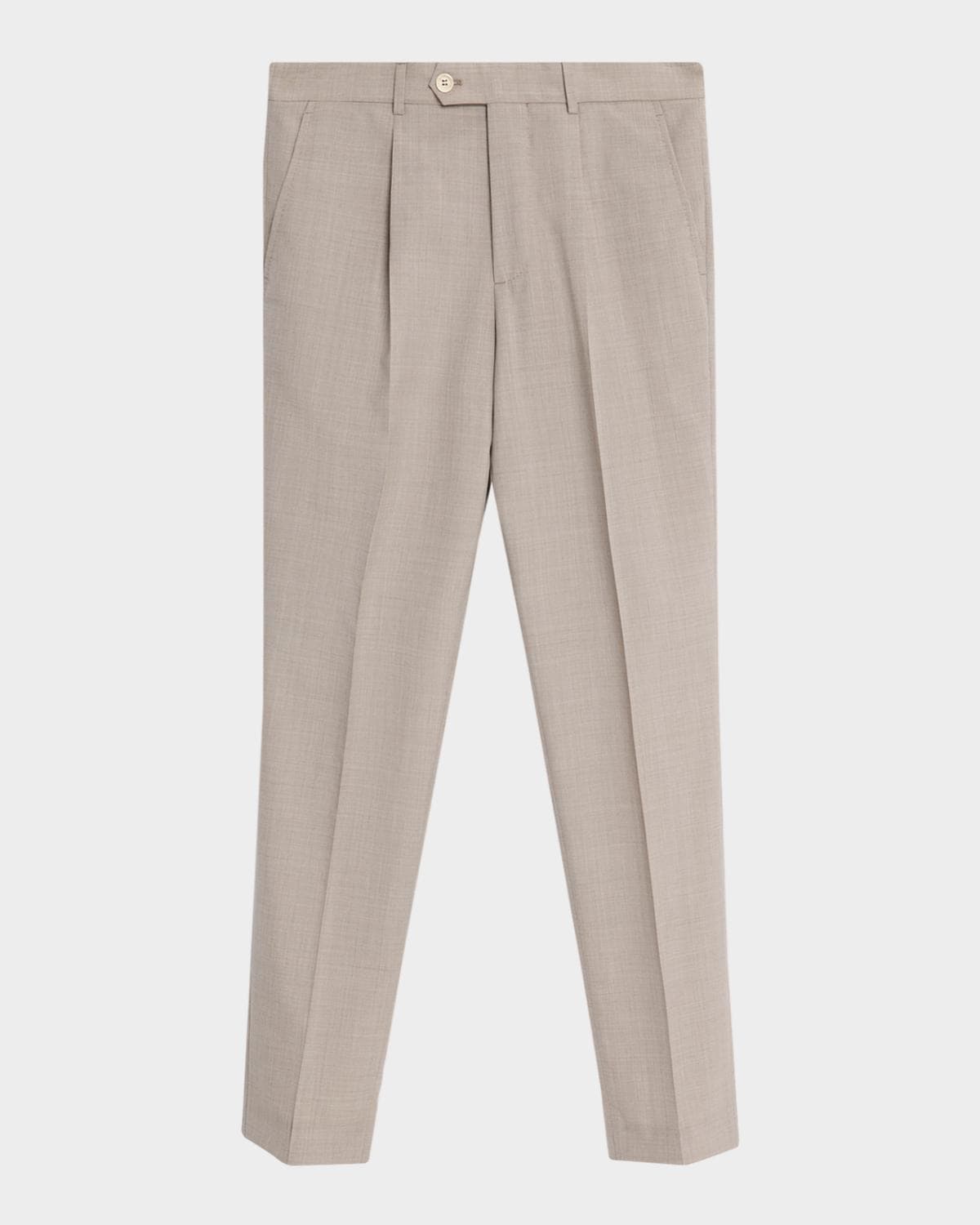 Brunello Cucinelli Men's Virgin Wool Leisure-Fit Pleated Trousers