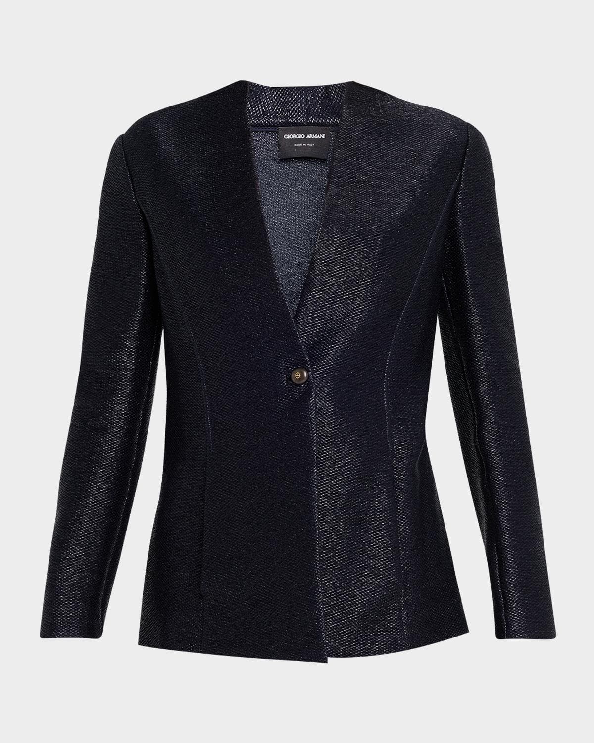 Giorgio Armani Metallic Raffia Single-Breasted Jacket