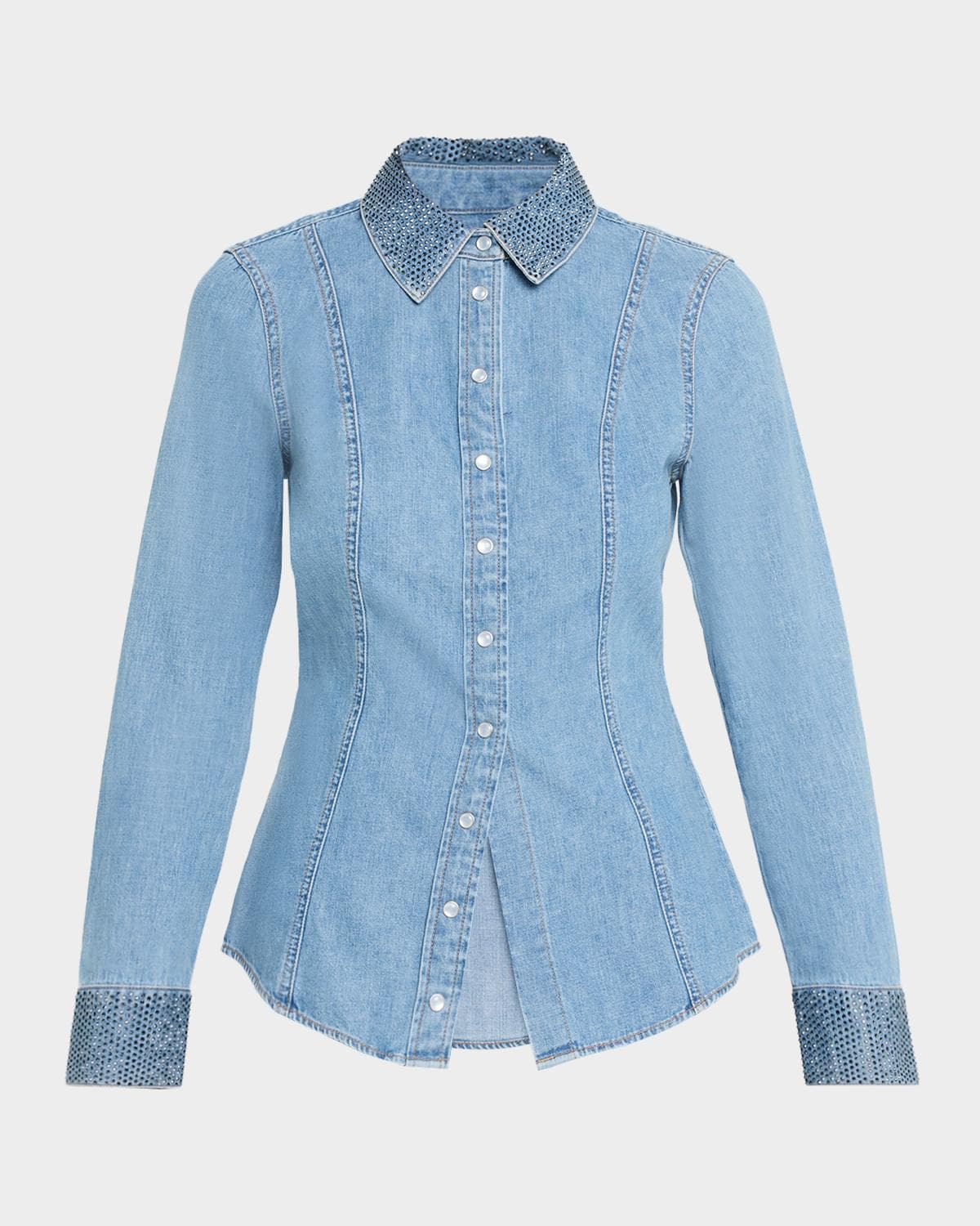 Veronica Beard Noah Denim Crystal-Trim Shirt