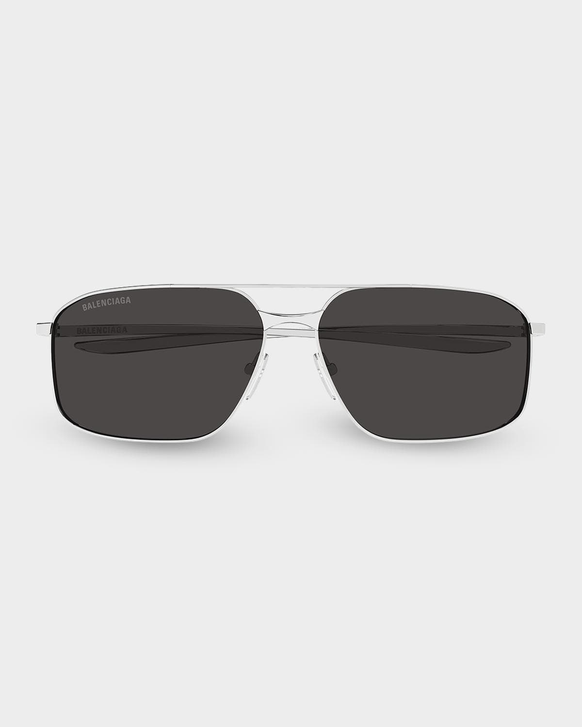 Balenciaga Men's Metal Rectangle Sunglasses