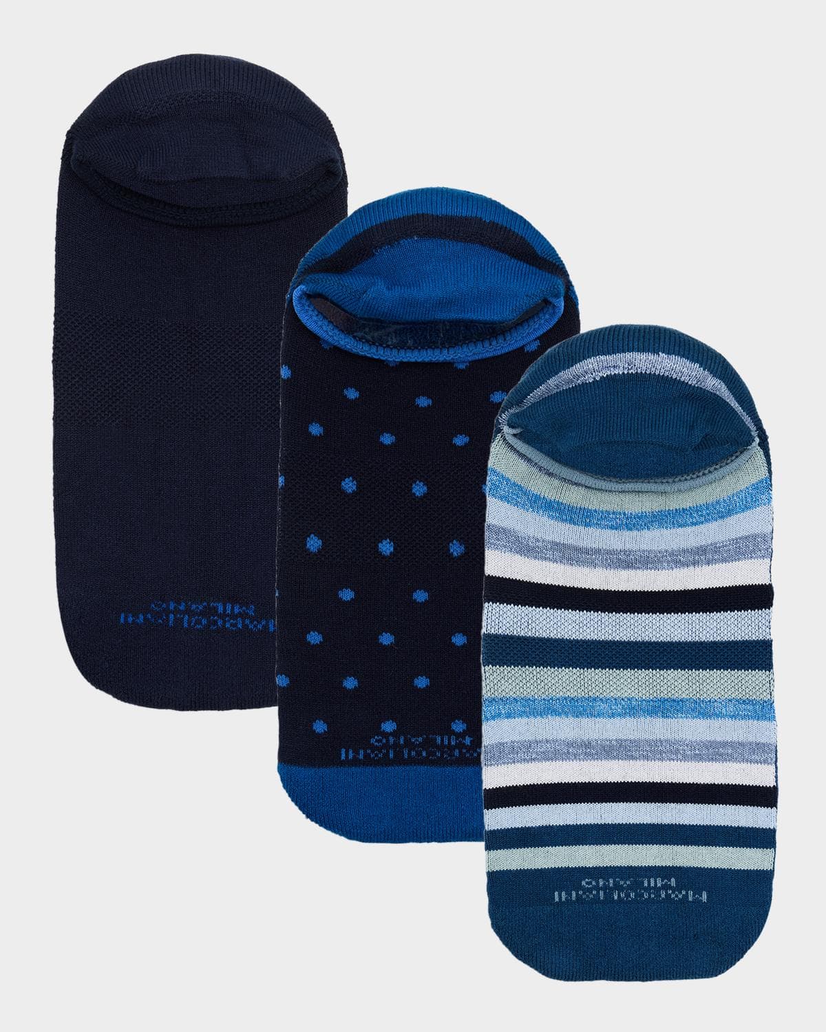 Marcoliani Men's Invisible Multicolor 3-Pack No-Show Sneaker Socks